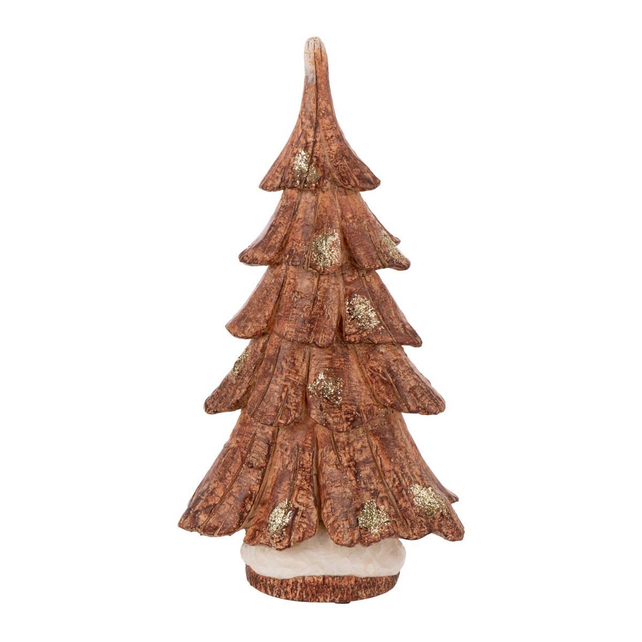 J-LINE Sapin déco en résine  imitation bois  37cm marron