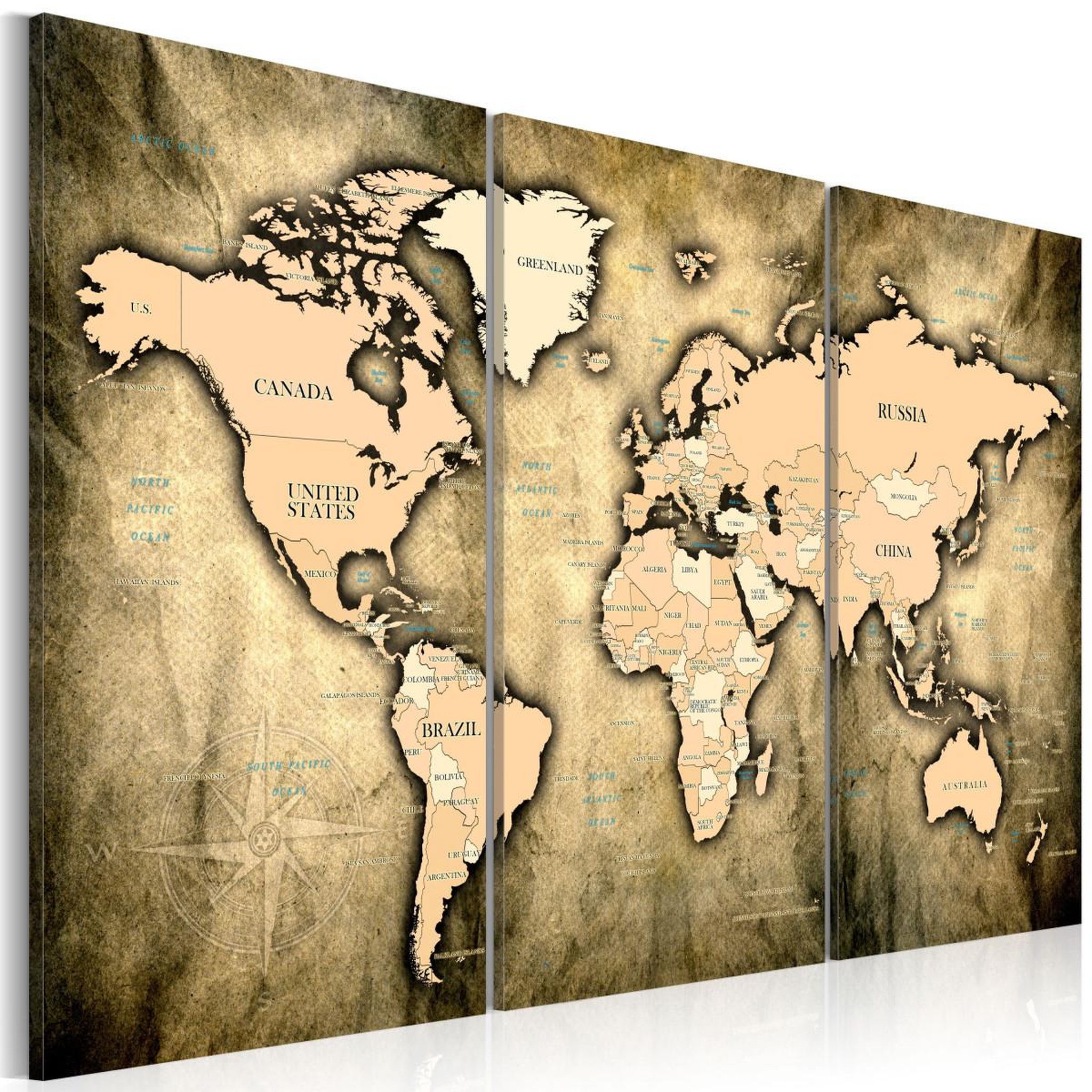 Paris Prix Tableau imprimé  world map : the sands of time. Coloris disponibles : Multicolore