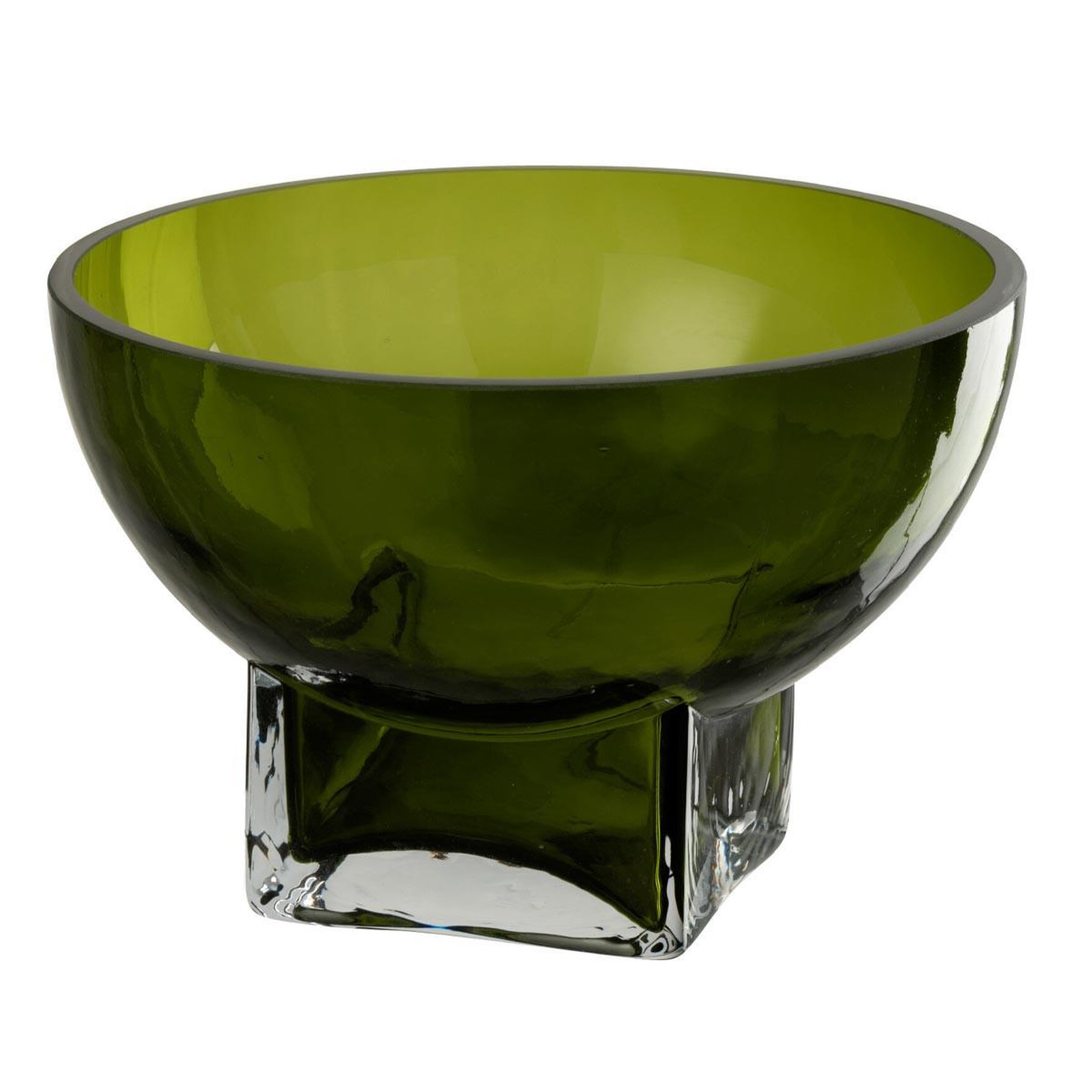 J-LINE Vase déco en verre  carol  13cm vert olive