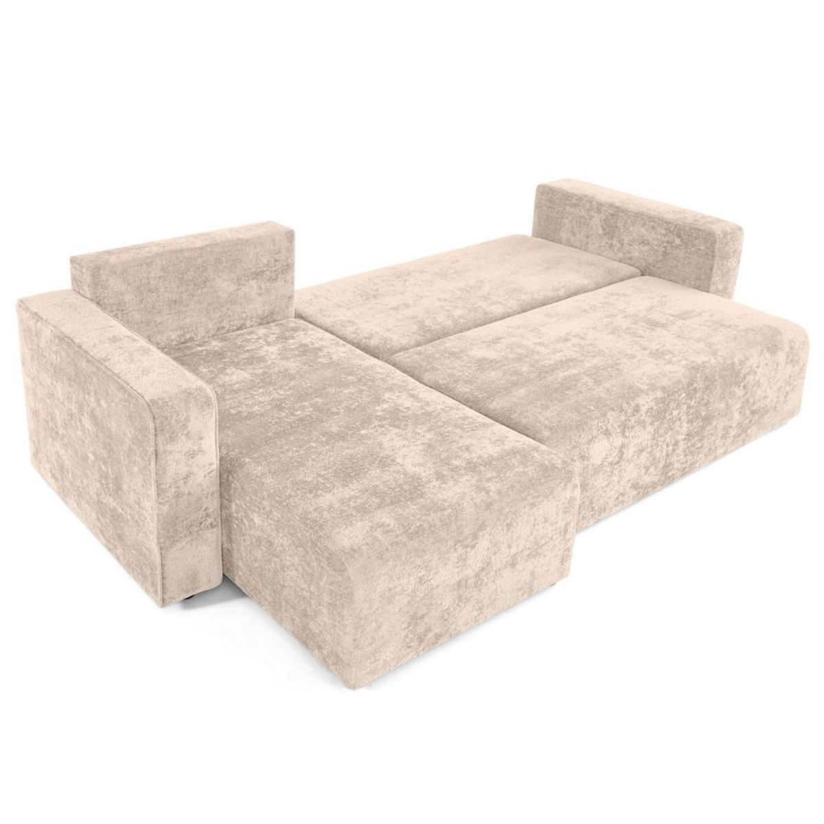 BEST MOBILIER Topaze - canapé d'angle réversible 4 places convertible avec coffre en velours à relief texturé