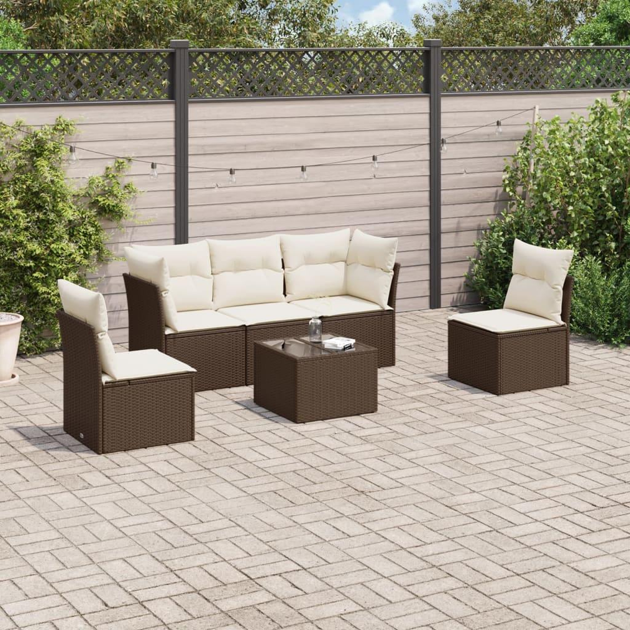 Voir la diapositive 1 : VIDAXL Salon de jardin avec coussins 6 pcs marron resine tressee