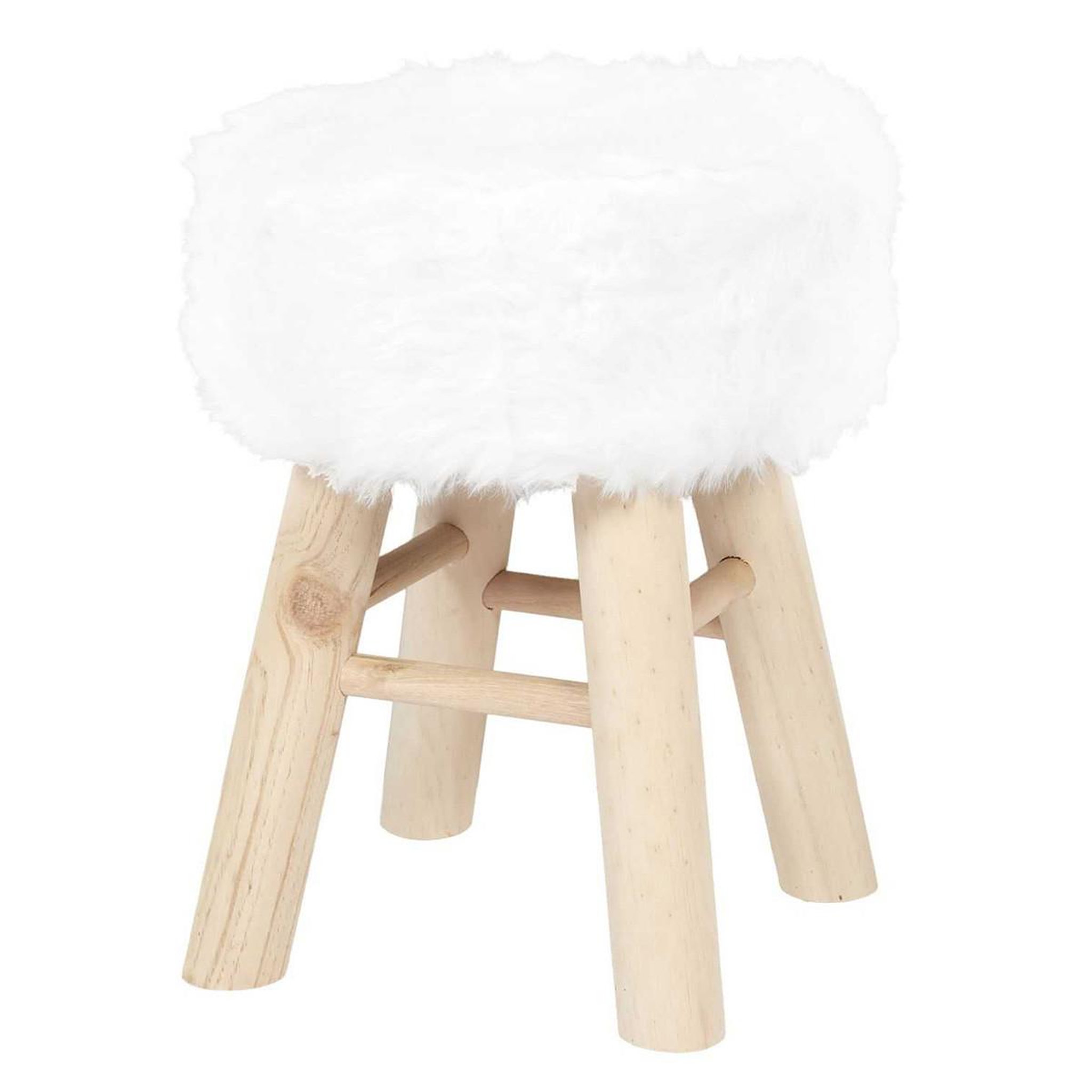 The Home Deco Factory Tabouret imitation fourrure  curtis  40cm blanc