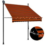 VIDAXL Auvent manuel retractable avec LED 150 cm Orange et marron
