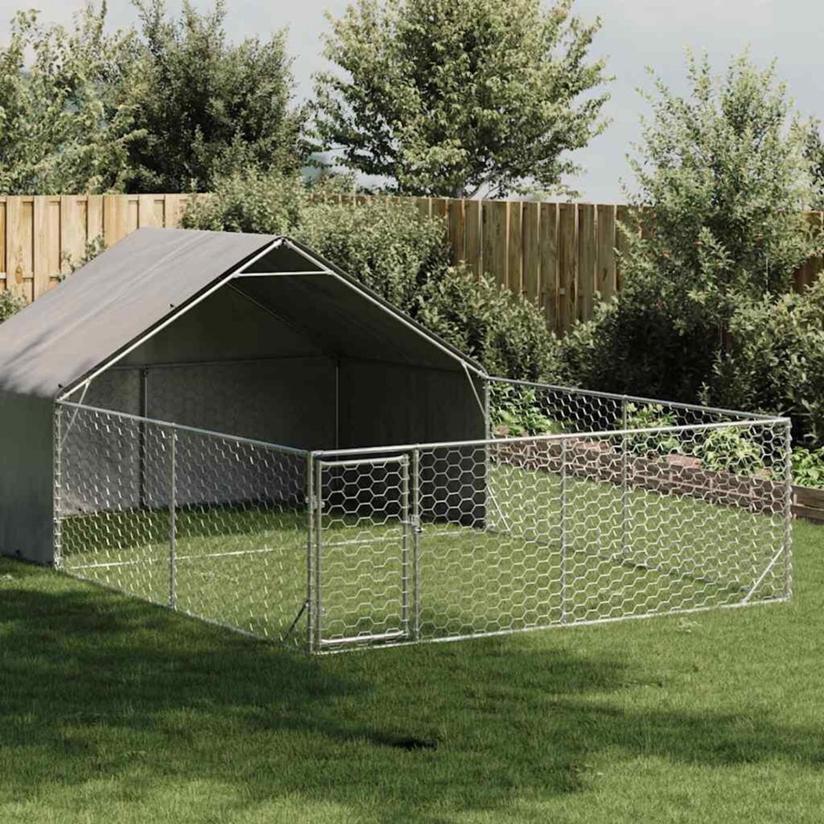 VIDAXL Niche d'exterieur pour chien enclos 6x3x1,9 m acier galvanise
