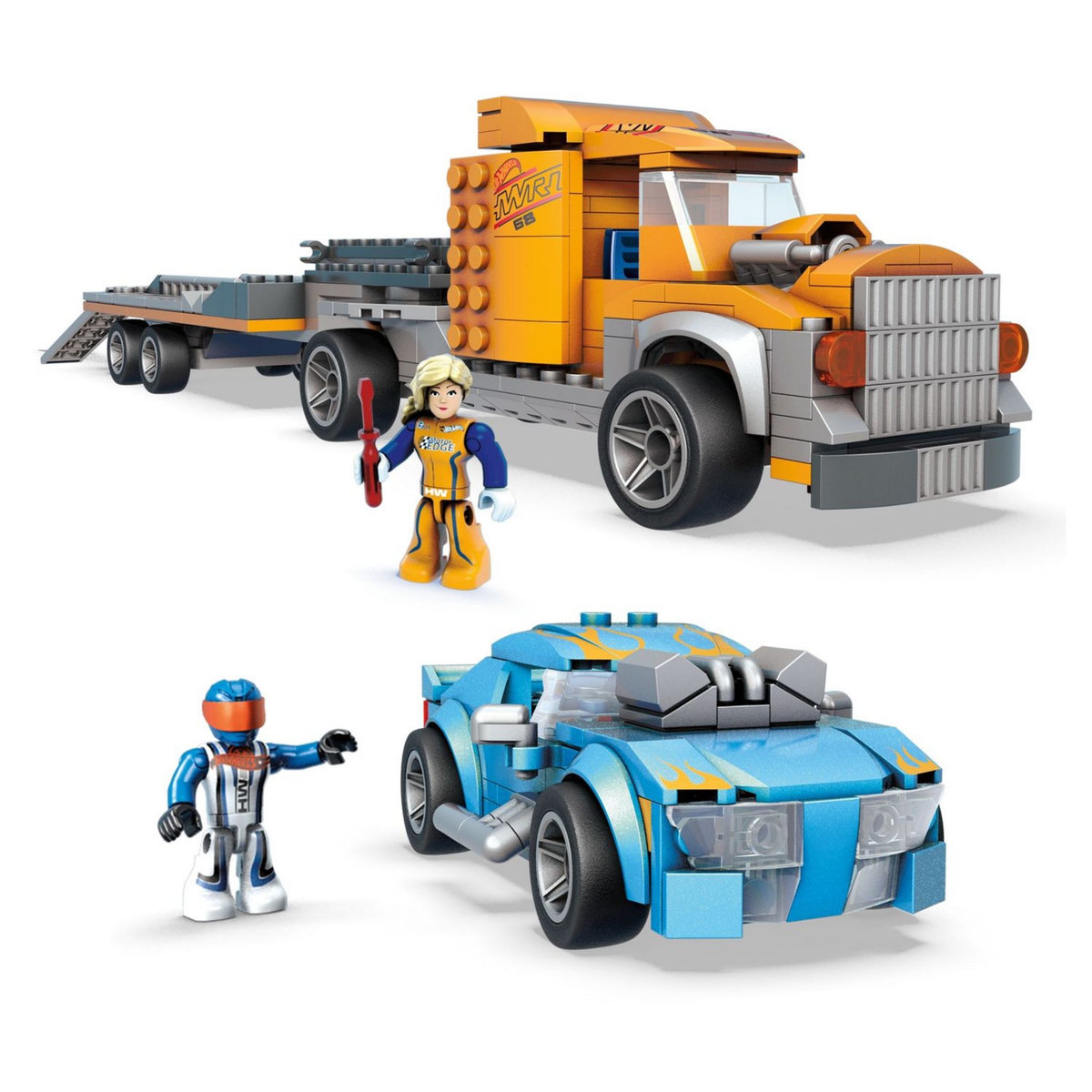 MEGA Coffret Mega Construx Hot Wheels avec voiture et transporteur