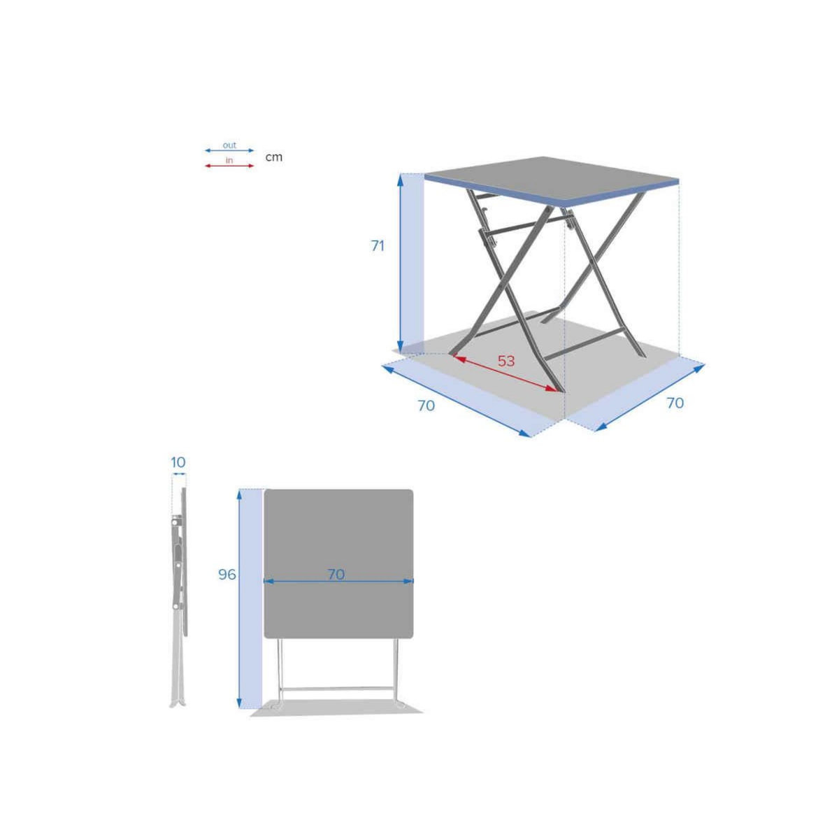 HESPERIDE Table de jardin carrée Greensboro 70 x 70 cm Ambre - Hespéride