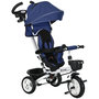 Voir la diapositive 1 : HOMCOM Tricycle enfant évolutif pliable pare-soleil canne télescopique amovible siège réversible bleu