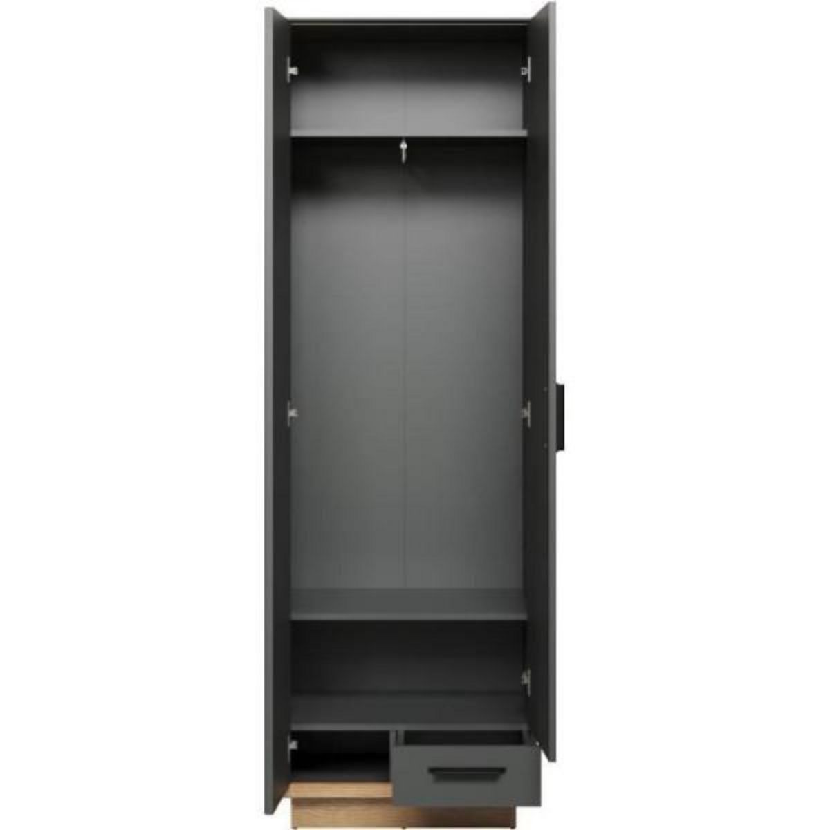 Trendteam Armoire de chambre SYNNAX - 2 Portes + 1 tiroir - Décor gris anthracite et chene miel - L65 x P40 x H198 cm - TRENDTEAM