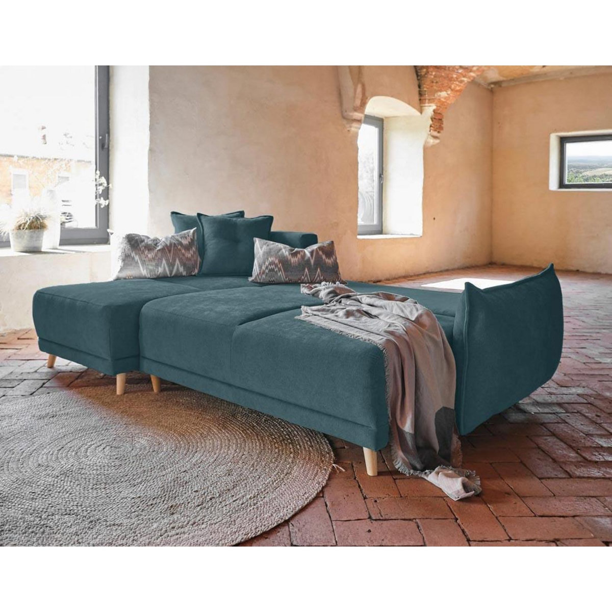 BEST MOBILIER Lena - canapé d'angle réversible convertible - 4 places - style scandinave