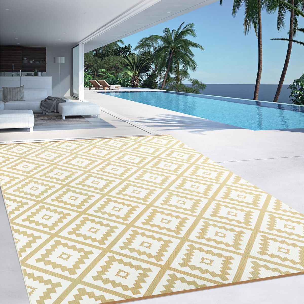 ID MARKET Tapis extérieur BAHAMAS beige 270 x 370 CM