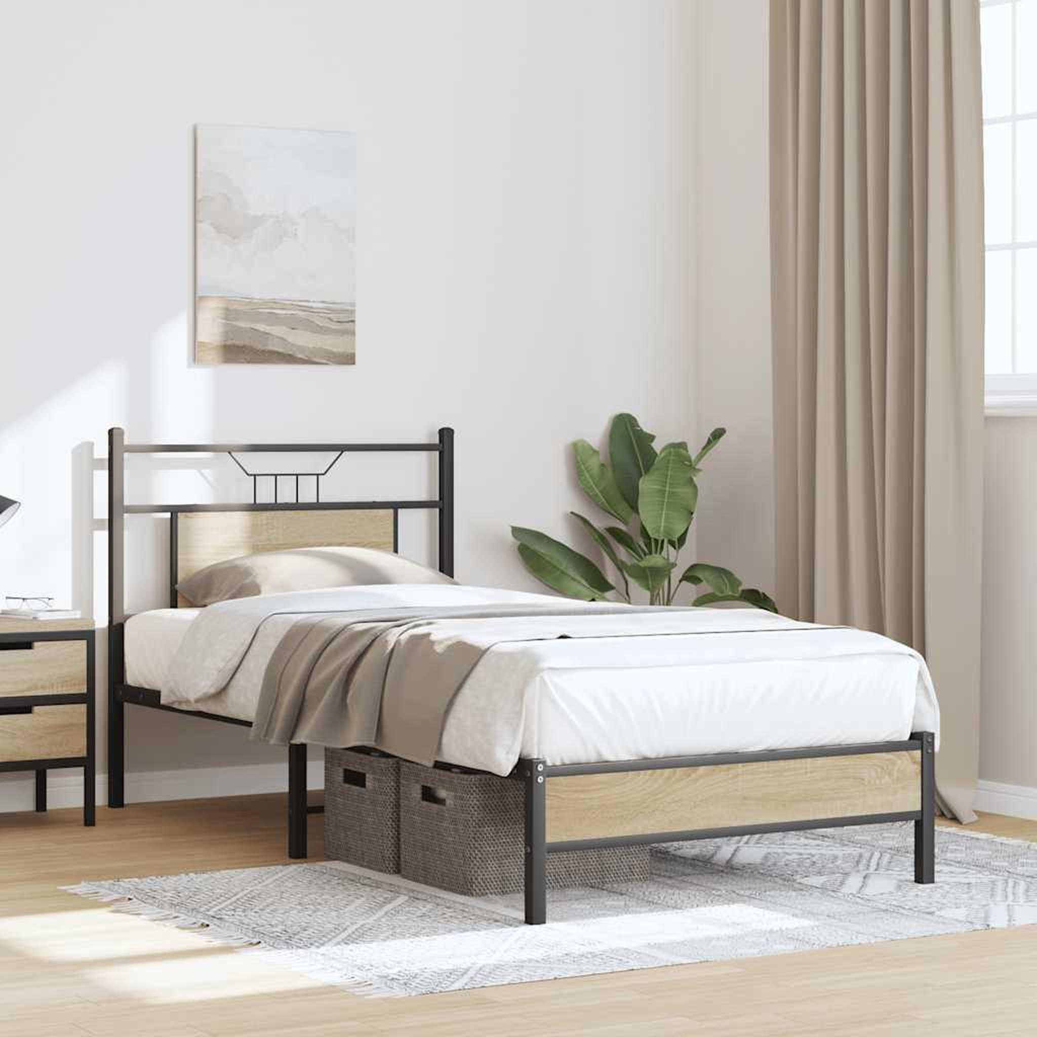 Voir la diapositive 4 : VIDAXL Cadre de lit sans matelas chene sonoma 75x190 cm