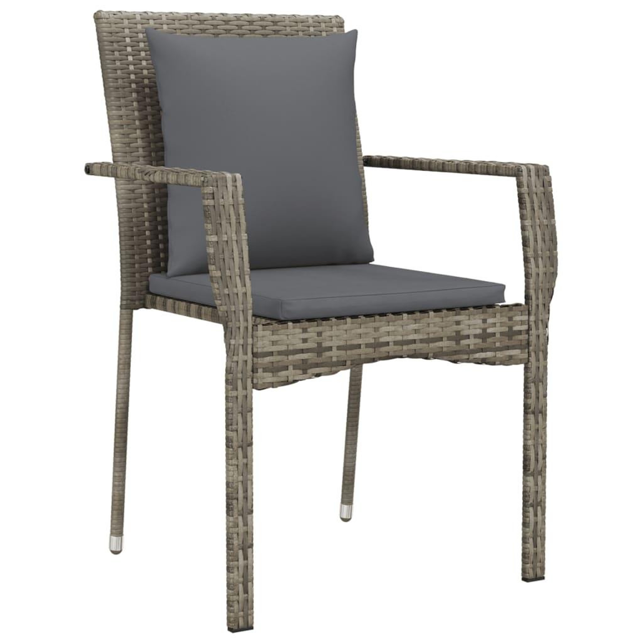 Voir la diapositive 4 : VIDAXL Chaises de jardin avec coussins lot de 4 Resine tressee Gris