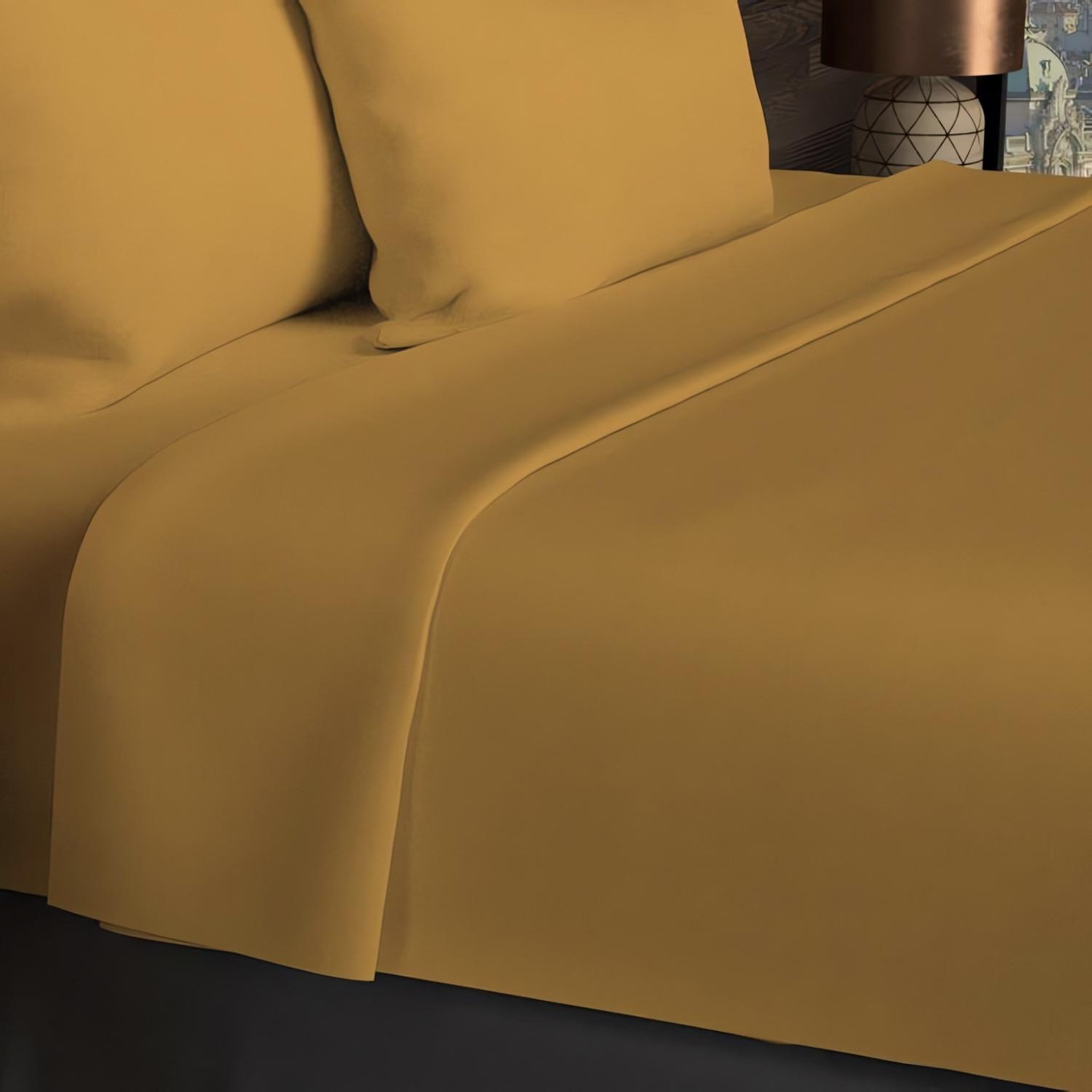Voir la diapositive 1 : SOLEIL D'OCRE Drap plat en coton 57 fils uni, par soleil d'ocre