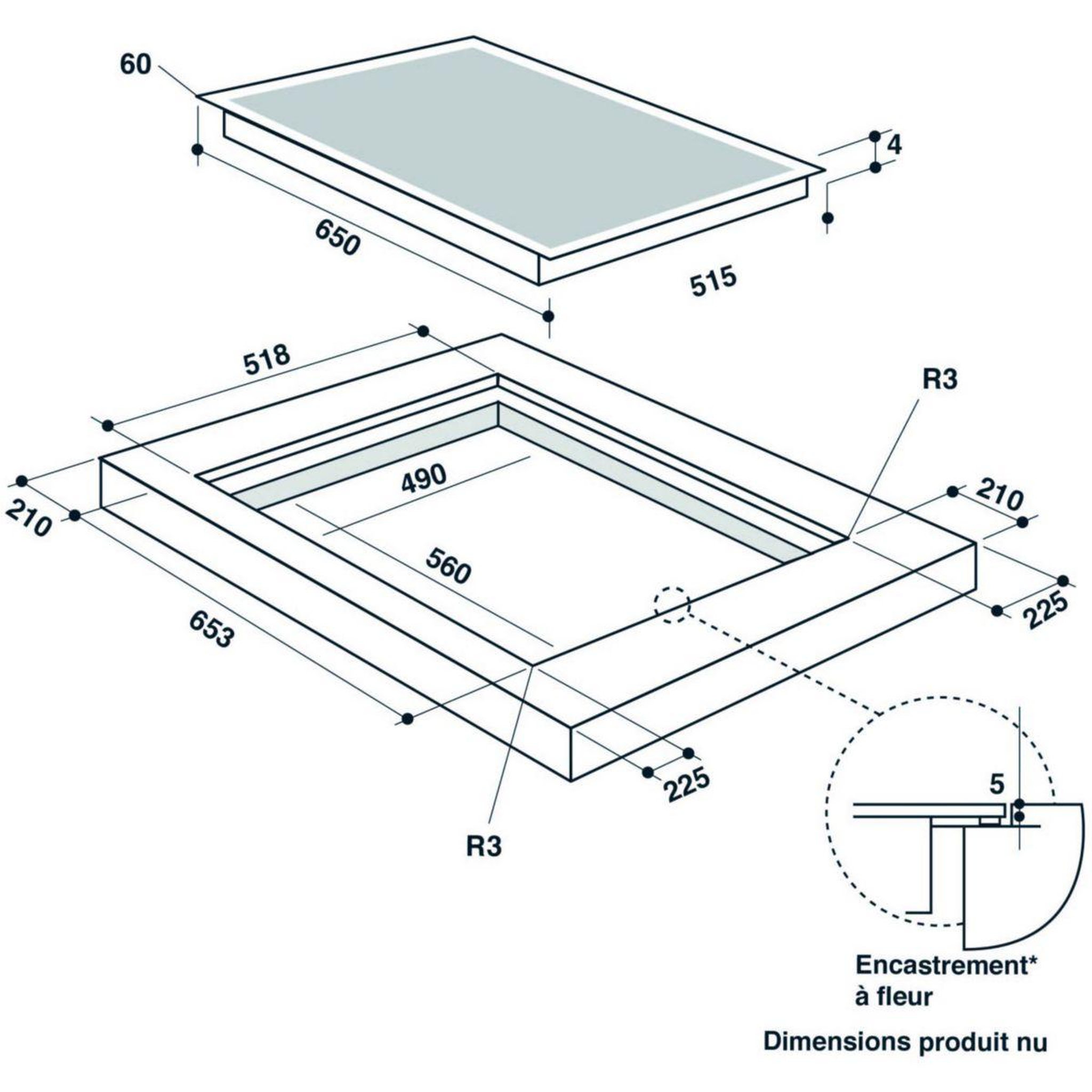 Voir la diapositive 3 : De Dietrich Plaque induction DTI3656B Horizone