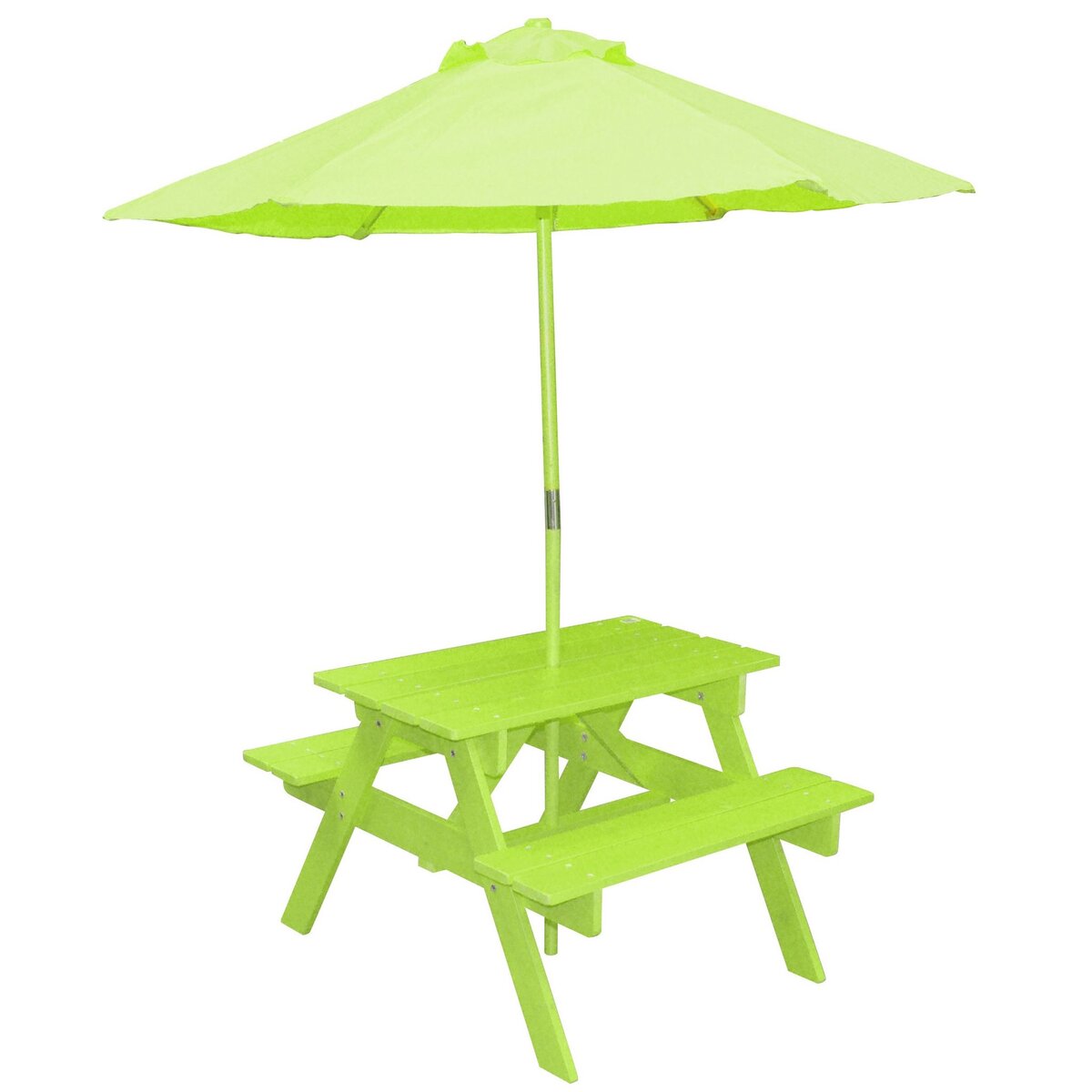 Table de pique nique en bois et parasol vert BEE