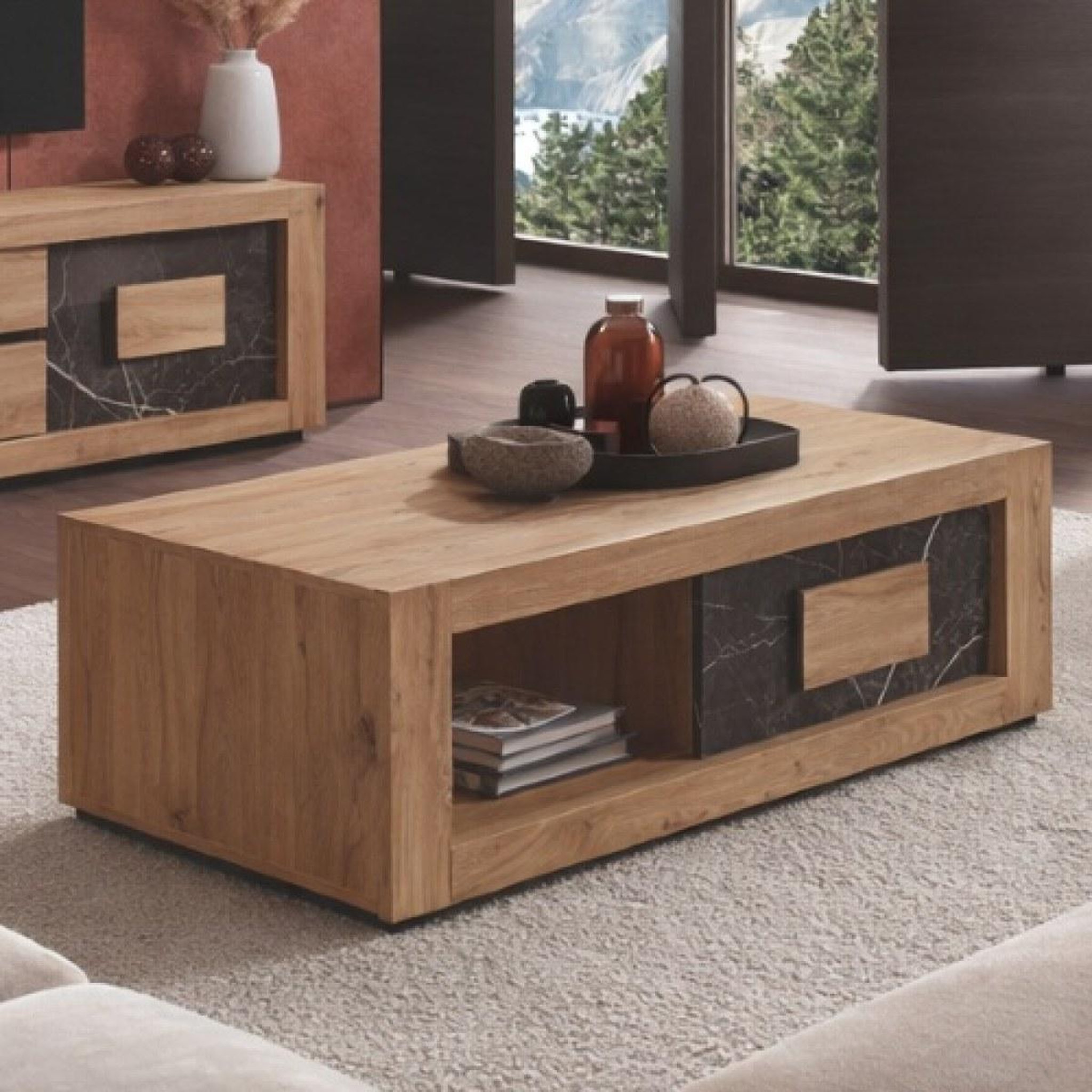 Voir la diapositive 2 : JLC KREATION Table de salon moderne en bois avec tiroir racha