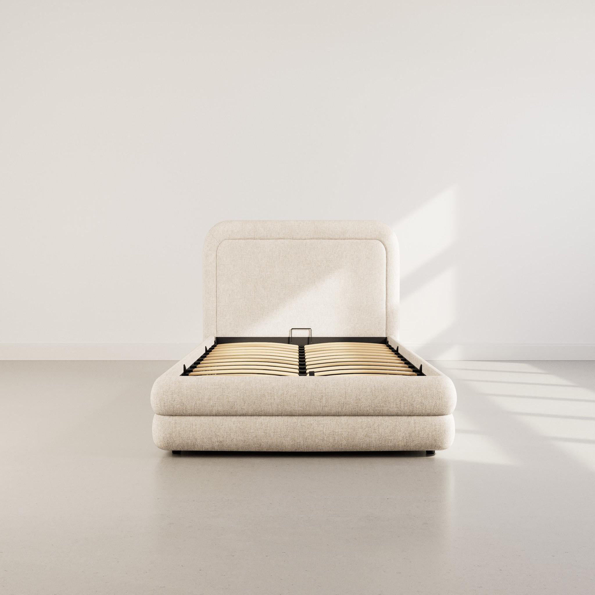 Voir la diapositive 2 : BEST MOBILIER Babel - lit coffre queen size - 160x200 cm - en velours texturé - sommier inclus