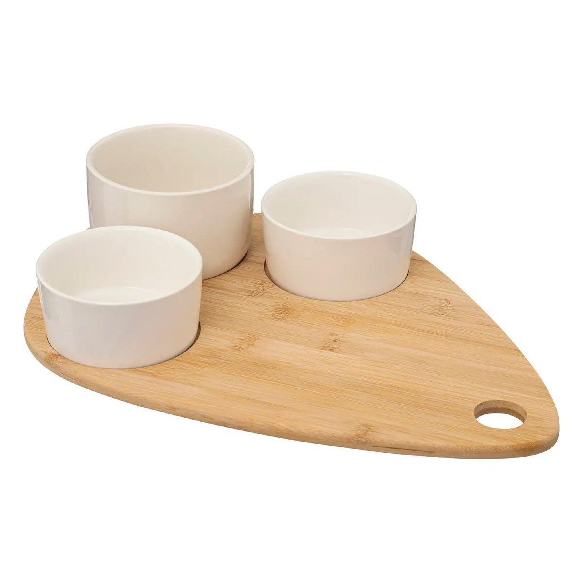 SECRET DE GOURMET Service apéritif 4 pièces  bambou  35cm blanc