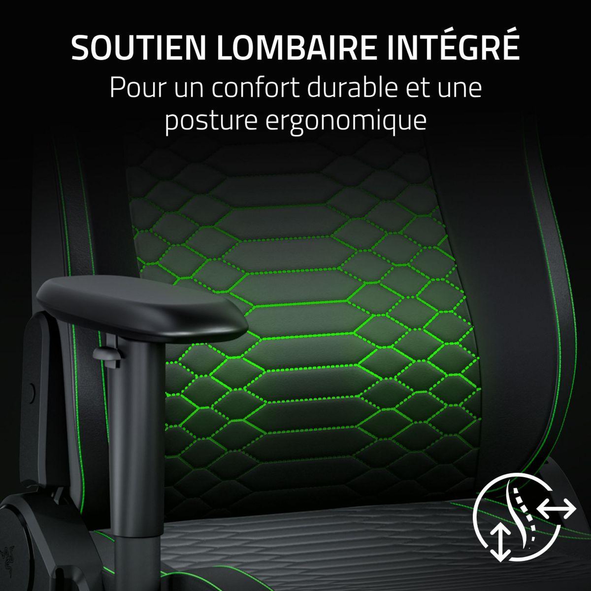 Voir la diapositive 3 : Razer Chaise gaming iskur v2 x newgen black/green