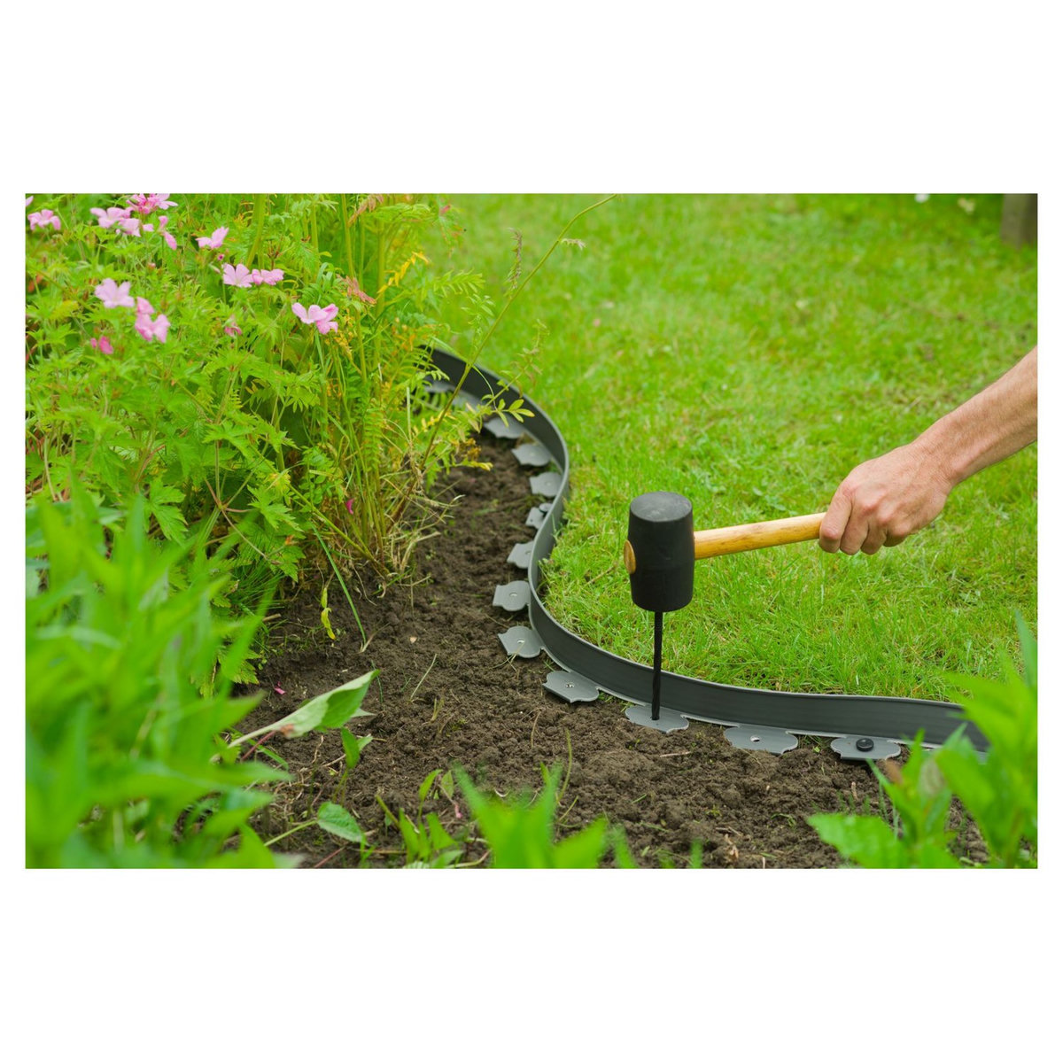 NATURE Bordure à gazon - PE  épaisseur 4 mm, gris - H5 cm x 10 m