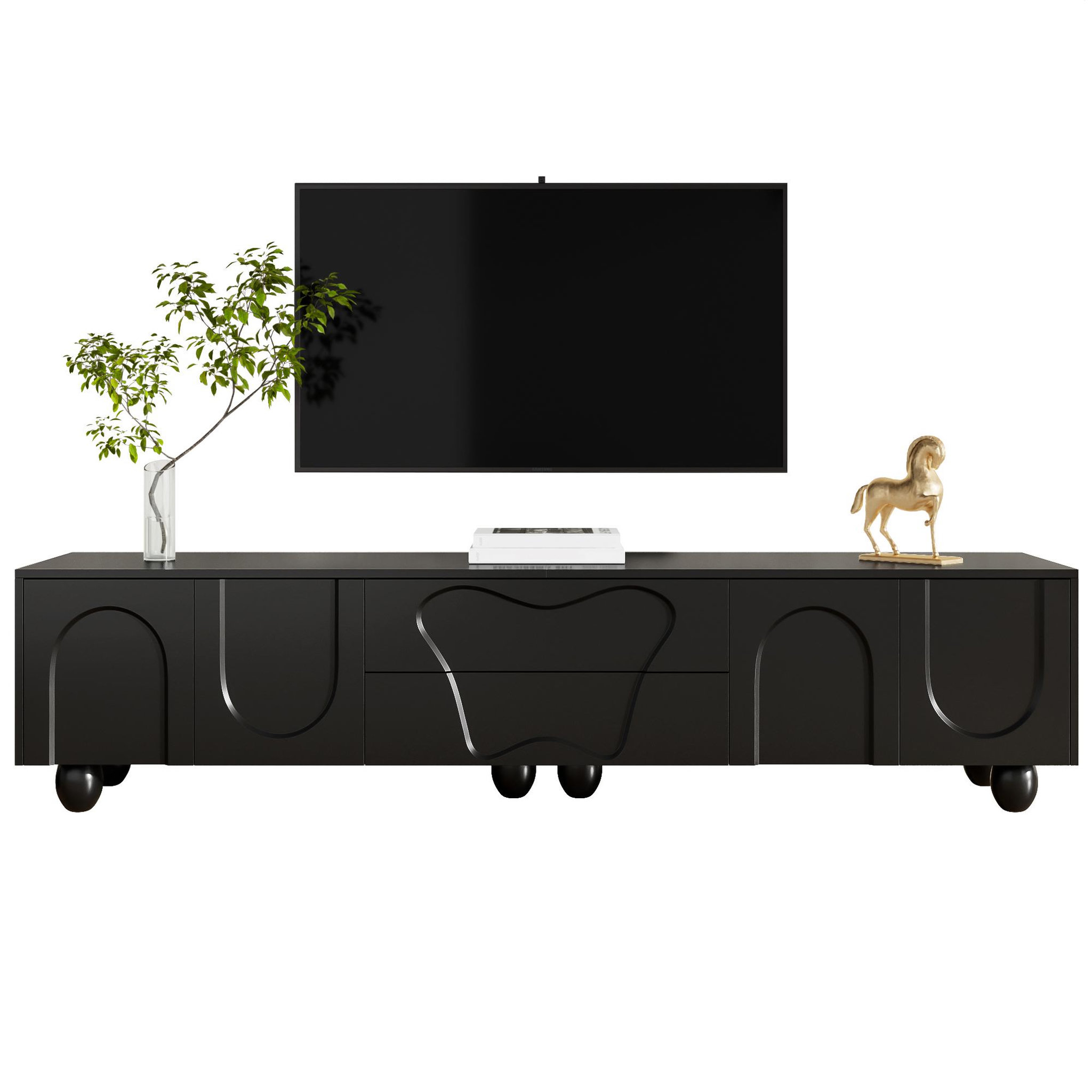 MERAX Meuble tv. Coloris disponibles : Blanc, Noir