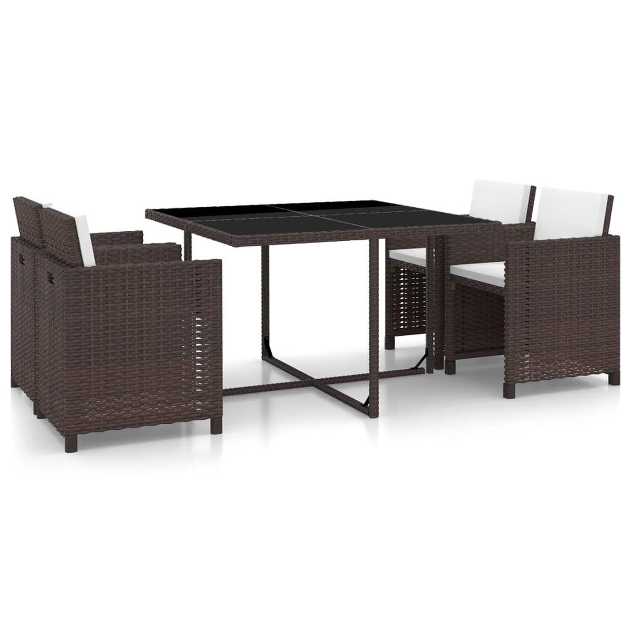 VIDAXL Ensemble a manger d'exterieur 5pcs avec coussins Resine tressee