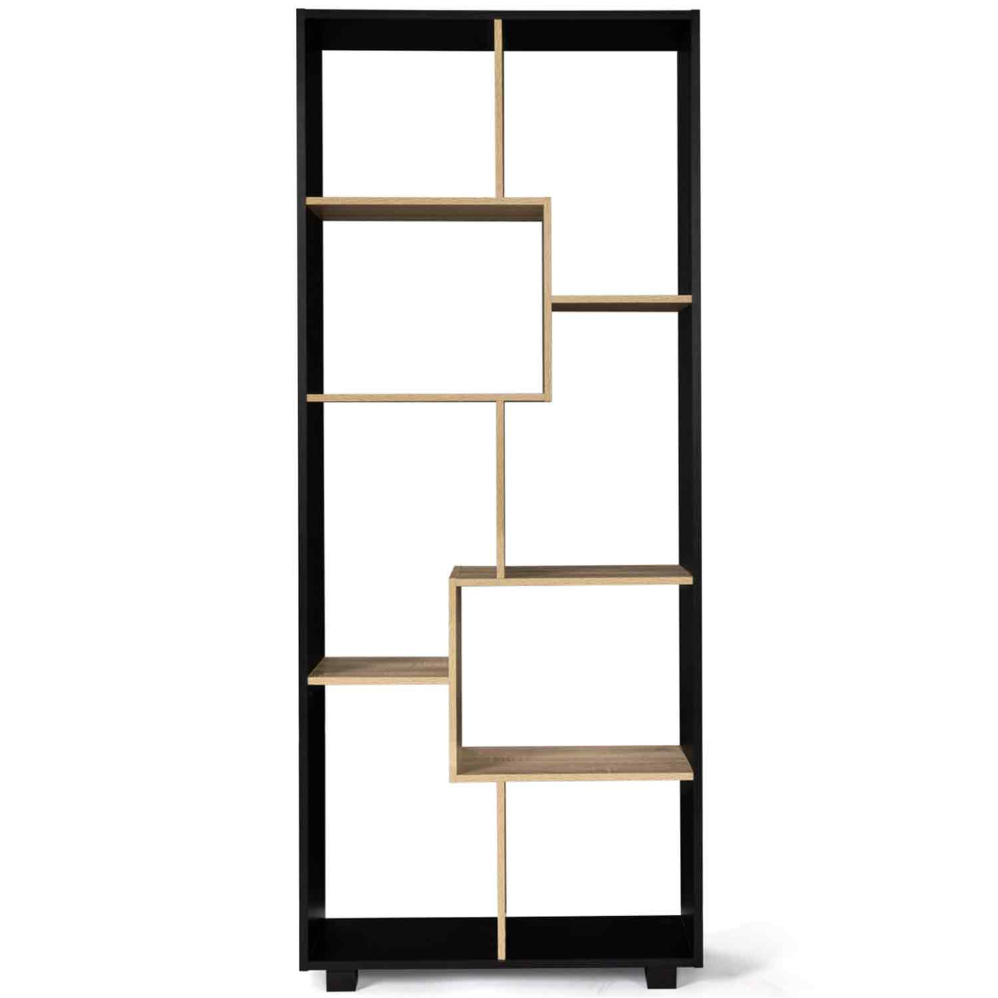 Voir la diapositive 4 : ID MARKET Etagère à double position tania bois noir et imitation hêtre l.161 cm