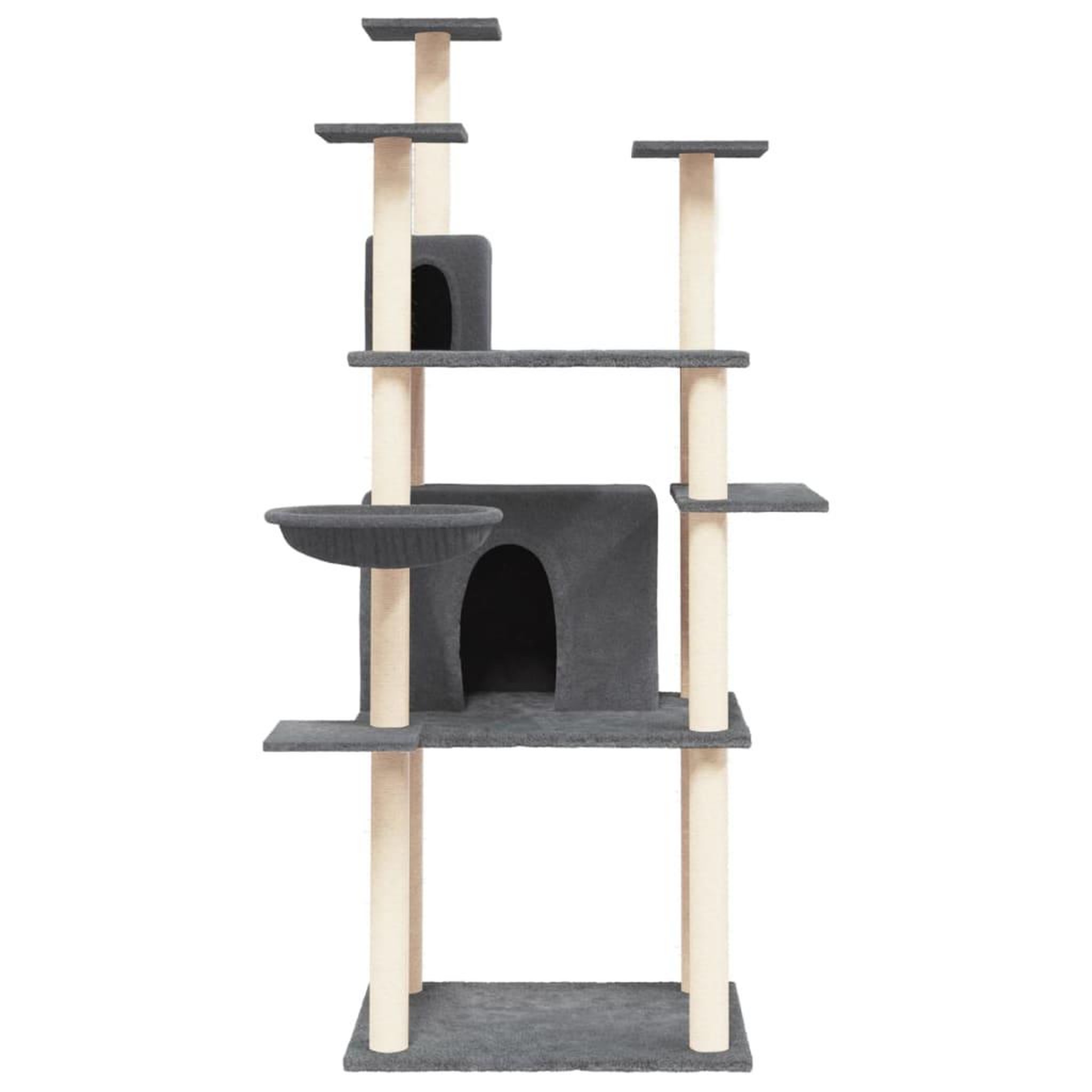 Voir la diapositive 3 : VIDAXL Arbre a chat avec griffoirs en sisal Gris fonce 166 cm