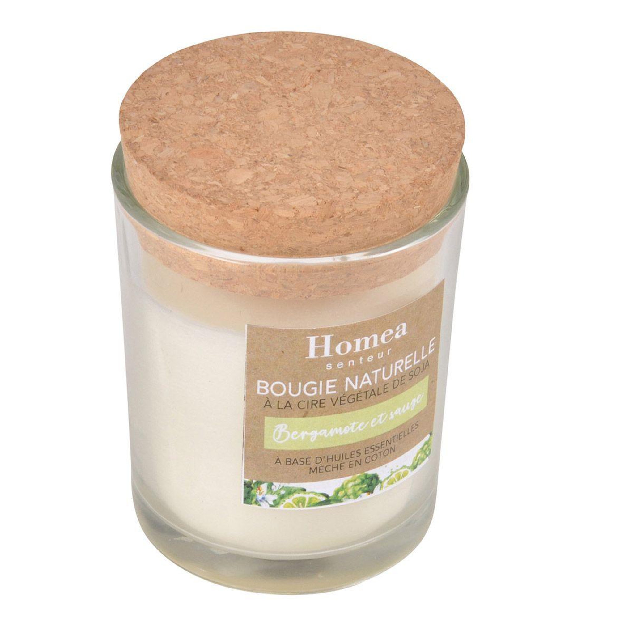 HOMEA Bougie parfumée  écologique  8cm bergamote sauge