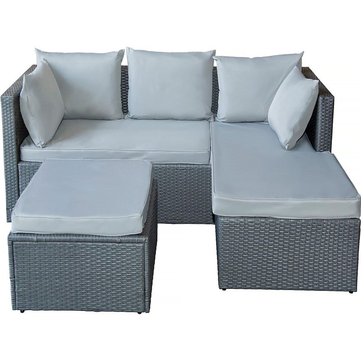 Habitat et Jardin Salon de jardin bas en résine tressée  Diya  3 places - Gris clair