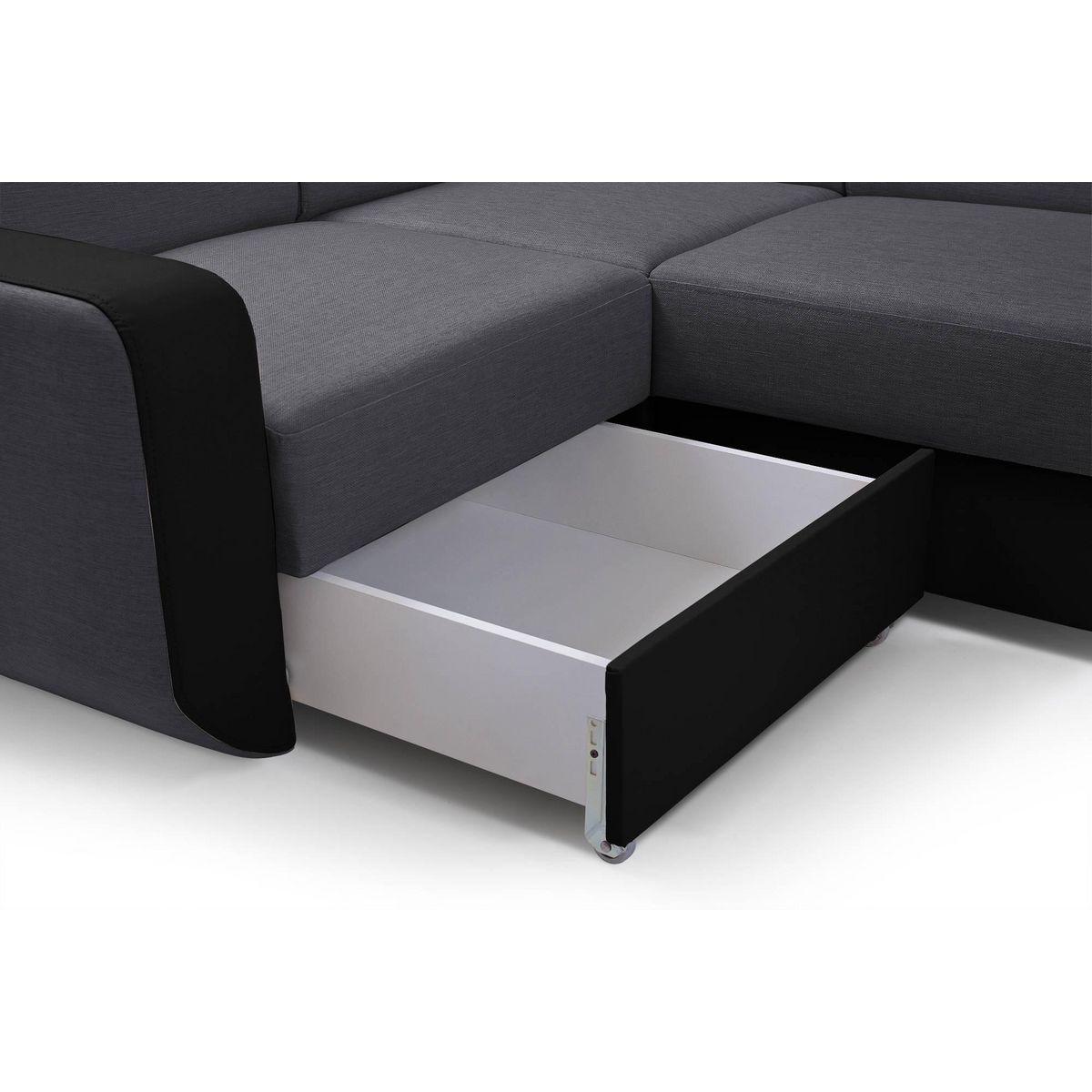 LISA DESIGN Dustin - canapé d'angle réversible panoramique en u - 7 places - convertible avec coffres - têtières réglables