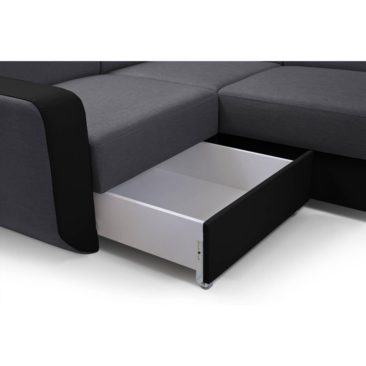 LISA DESIGN Dustin - canapé d'angle réversible panoramique en u - 7 places - convertible avec coffres - têtières réglables