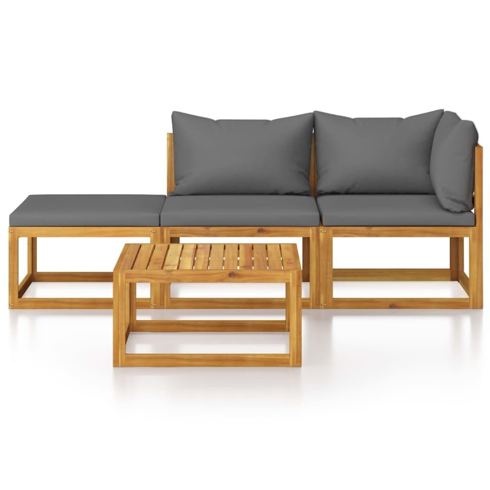 Voir la diapositive 3 : VIDAXL Salon de jardin 4 pcs avec coussin Bois d'acacia solide