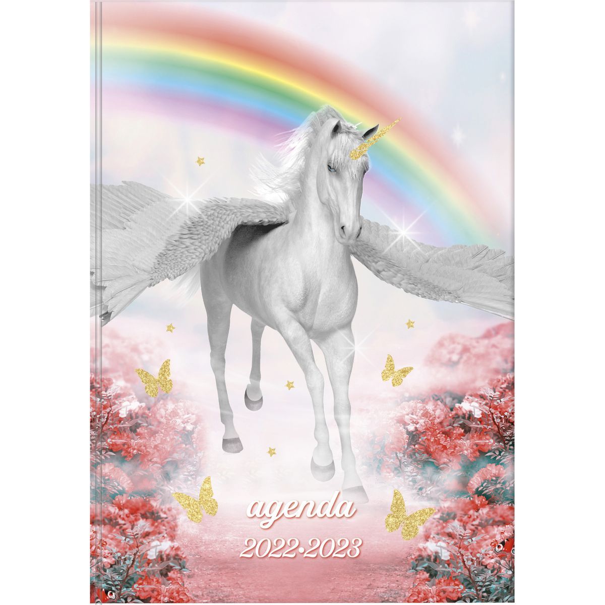 CLAIREFONTAINE Agenda scolaire journalier 12x17cm Licorne Arc-en-ciel 2023-2024