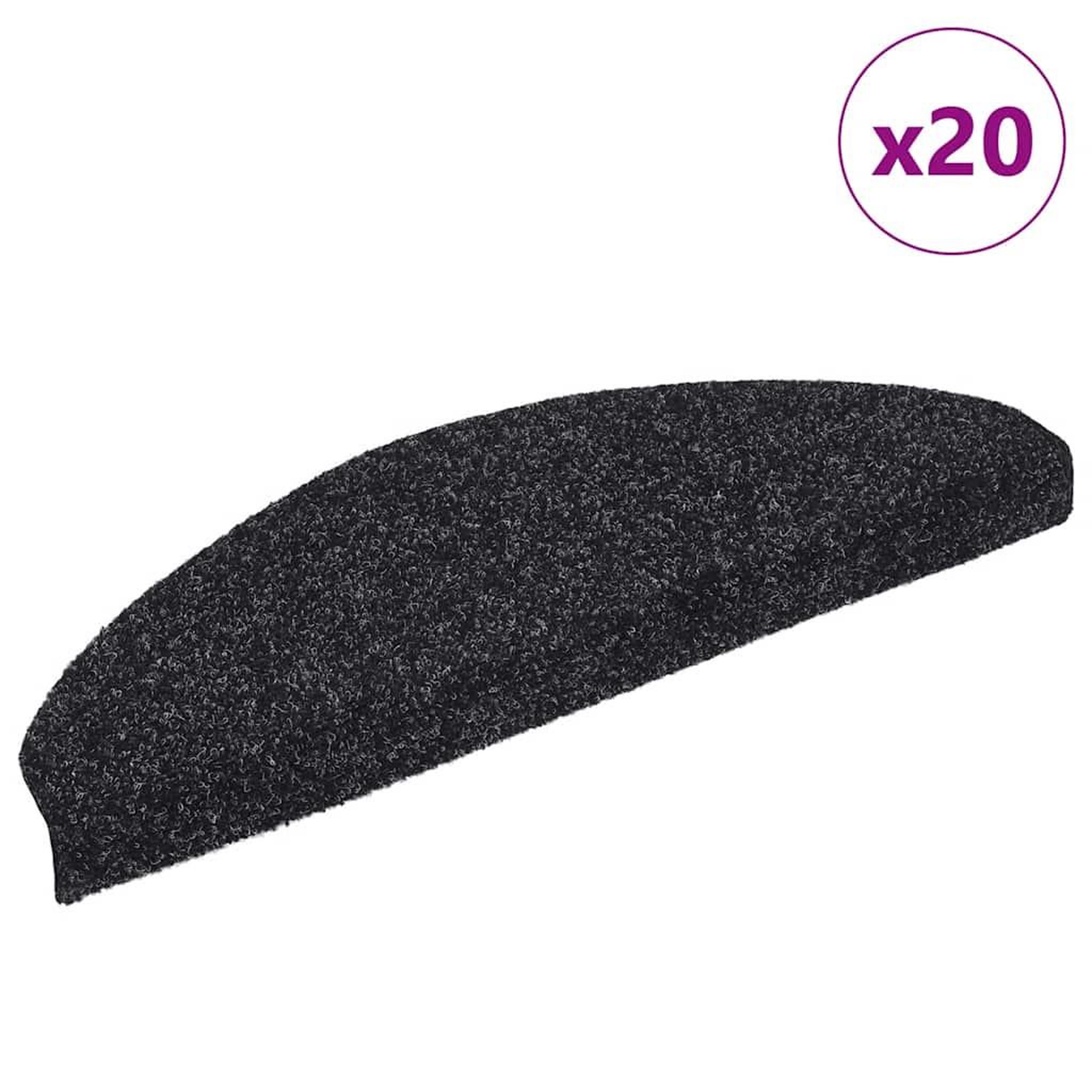 VIDAXL Tapis d'escalier autocollant 20 pcs noir 65x21x4 cm