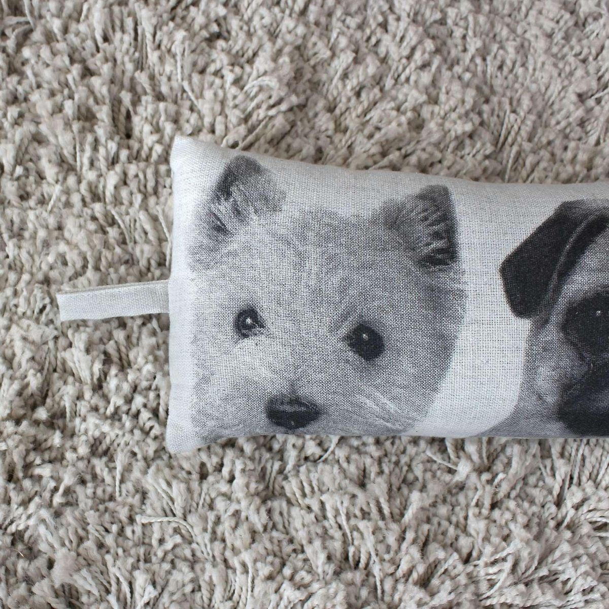 TOILINUX Boudin de porte imprimé chiens - 90 x 15 cm - Noir et blanc