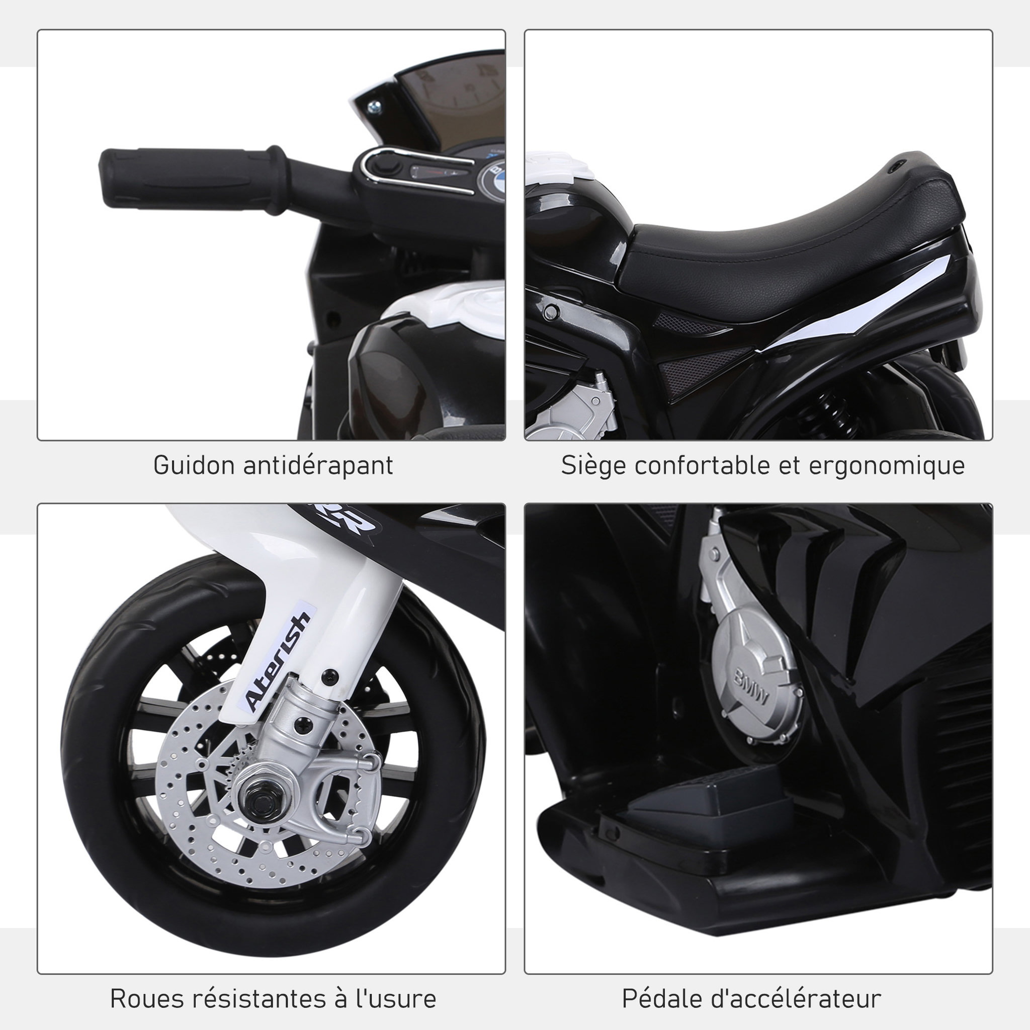 Voir la diapositive 6 : BMW Moto électrique pour enfants 3 roues 6 V 2,5 Km/h effets lumineux et sonores noir BMW S1000 RR
