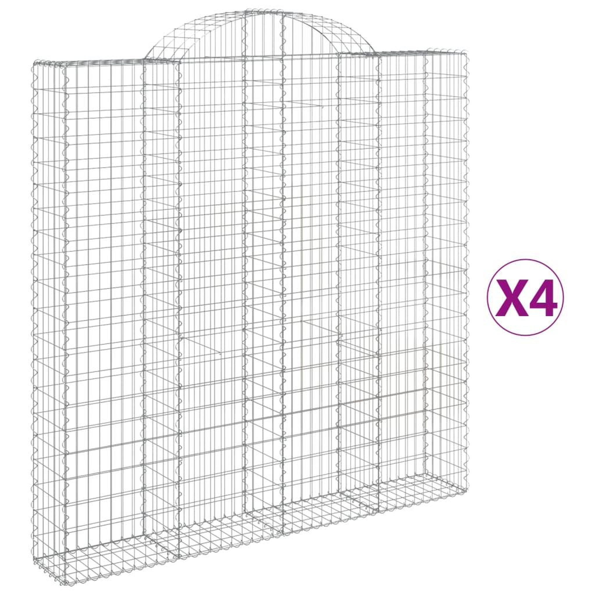 Voir la diapositive 2 : VIDAXL Paniers a gabions arques 4 pcs 200x30x200/220 cm fer galvanise