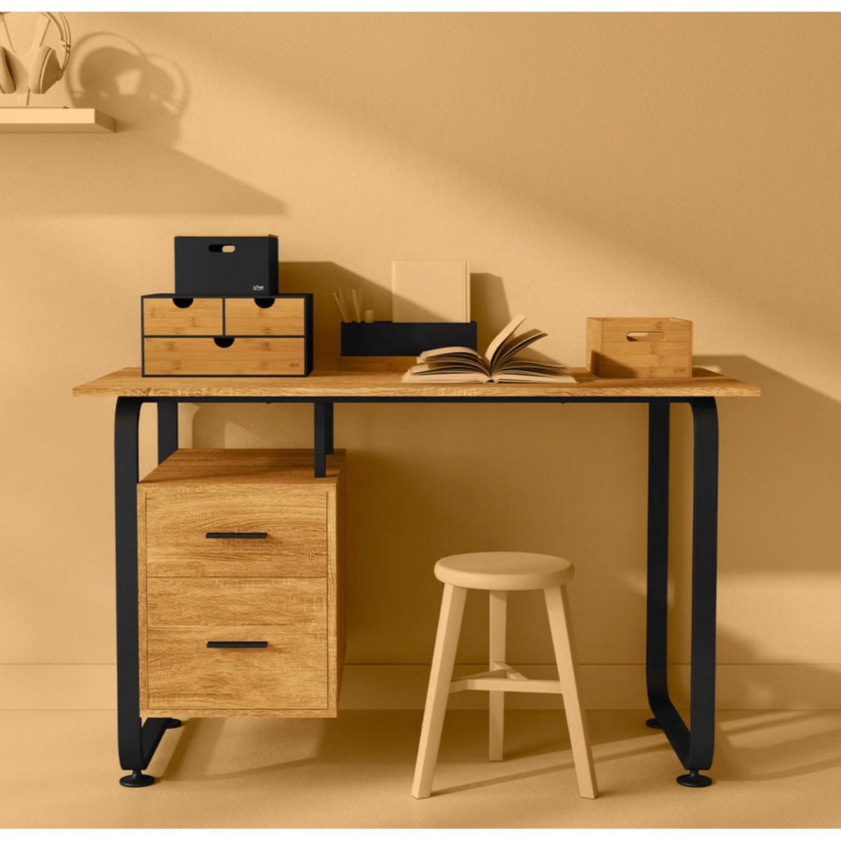 FIVE Ensemble de 3 boîtes avec couvercle en bambou BAVA - Noir