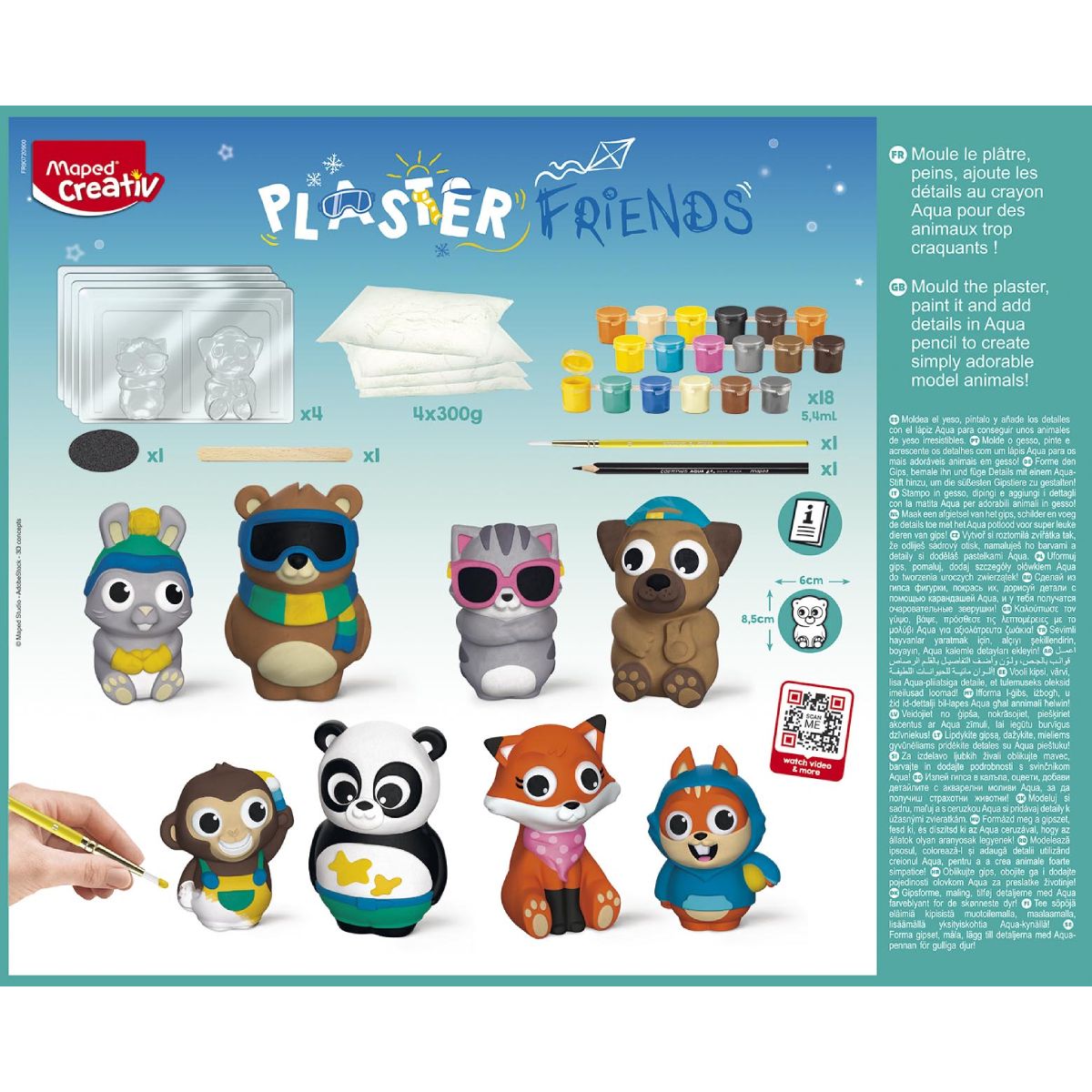 MAPED Moulage plâtre 8 Animaux Plaster Friends