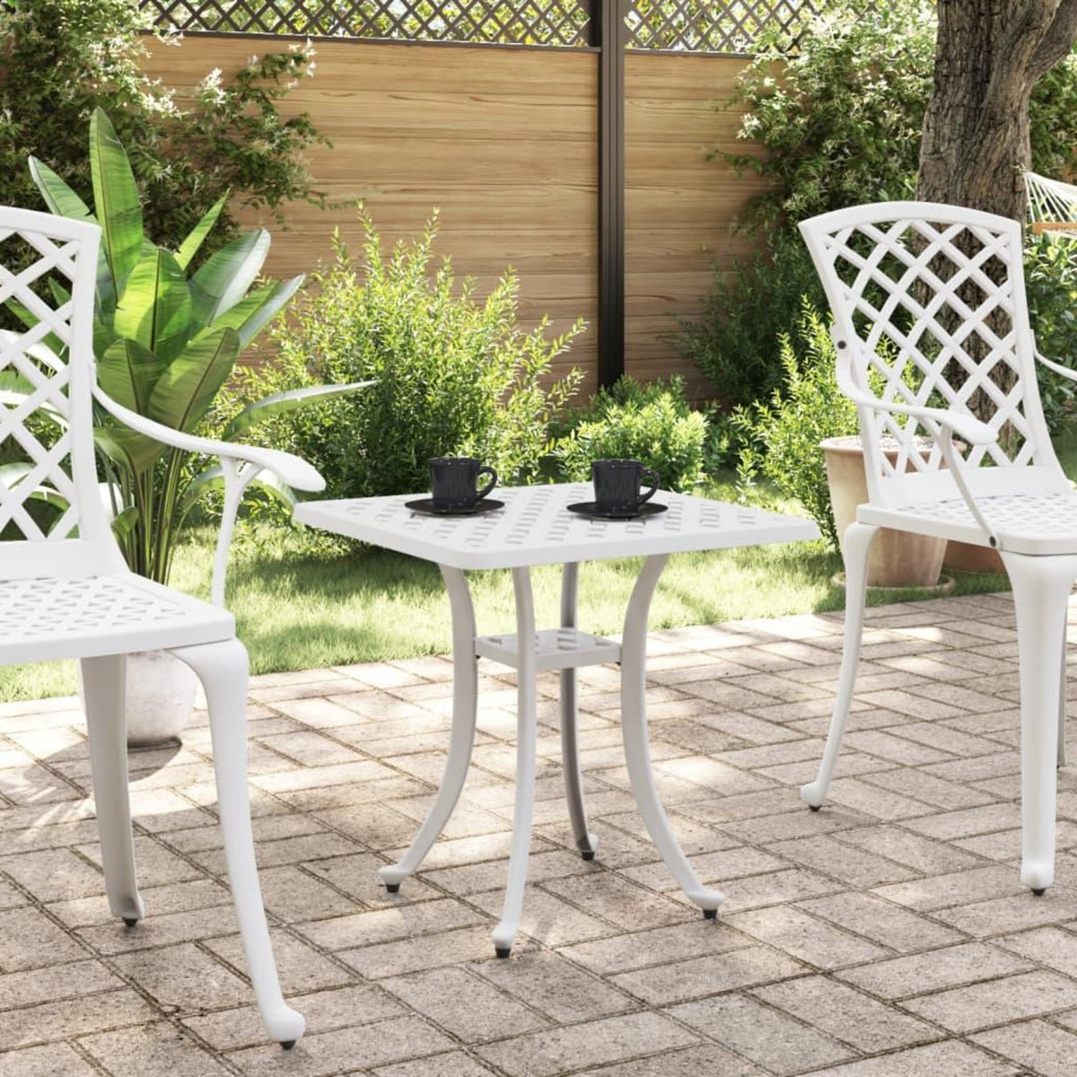 VIDAXL Table de jardin blanc 53x53x53 cm aluminium coule