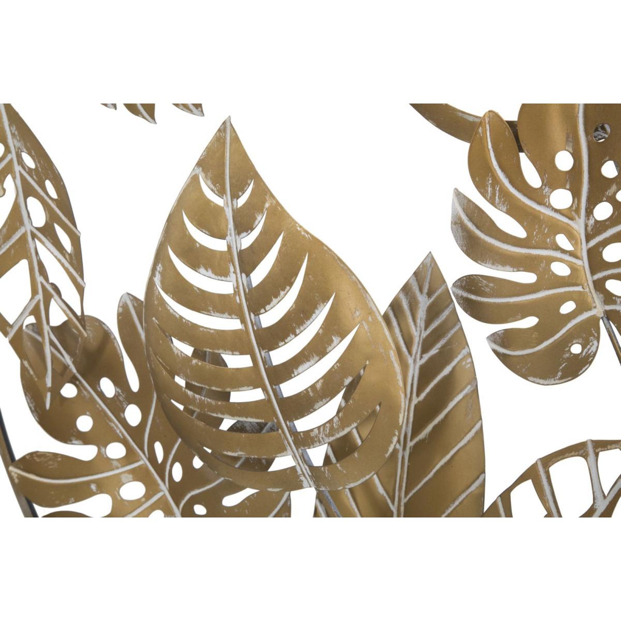 Voir la diapositive 3 : Paris Prix Décoration murale ronde en métal  jungle  80cm or