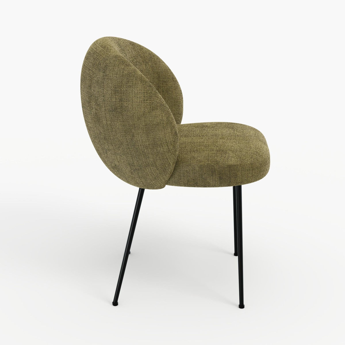 Rendez vous déco Chaise en velours chenillé vert olive et métal noir-Bloomy