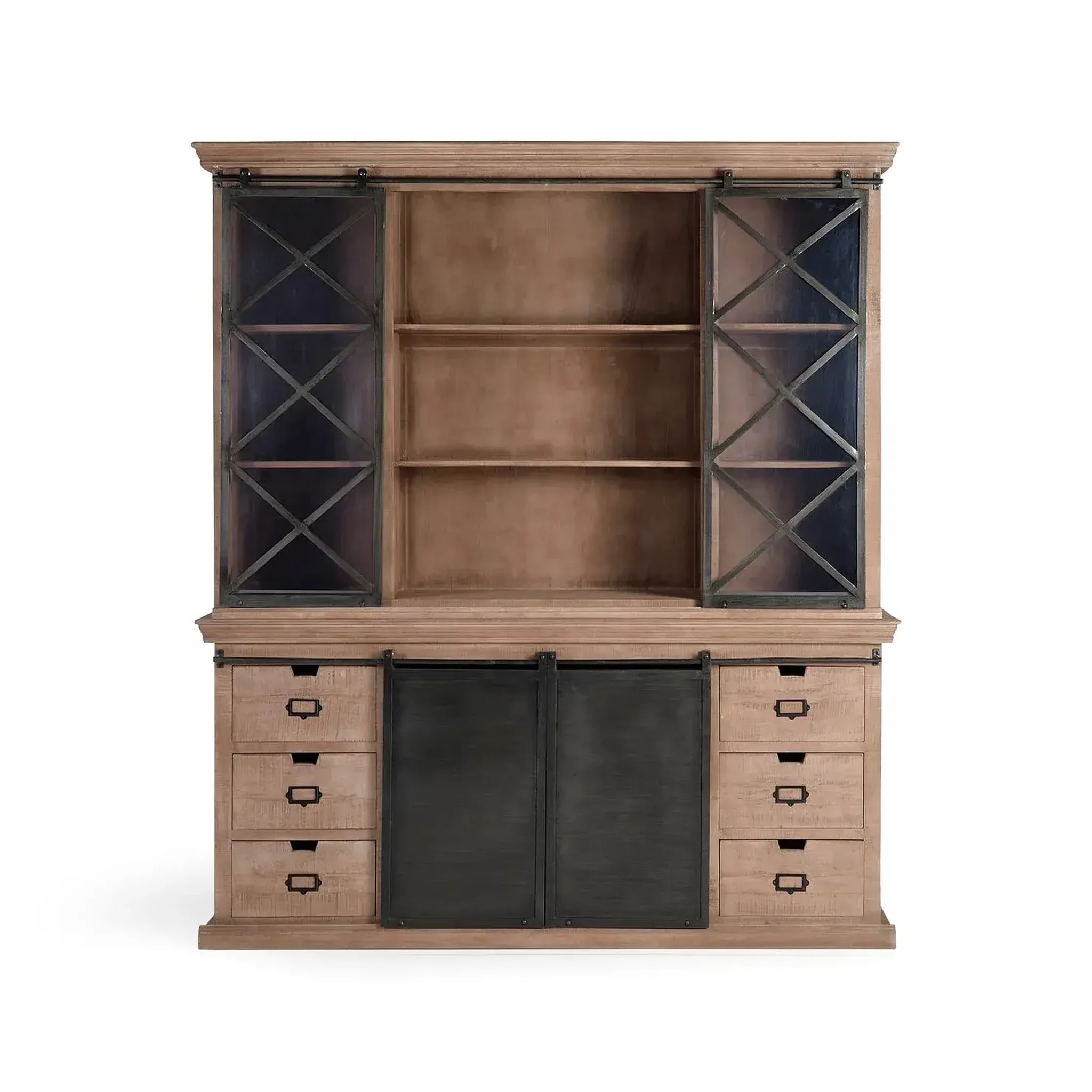 GINER Y COLOMER SL Vaisselier en bois de manguier 200 cm style industriel moderne