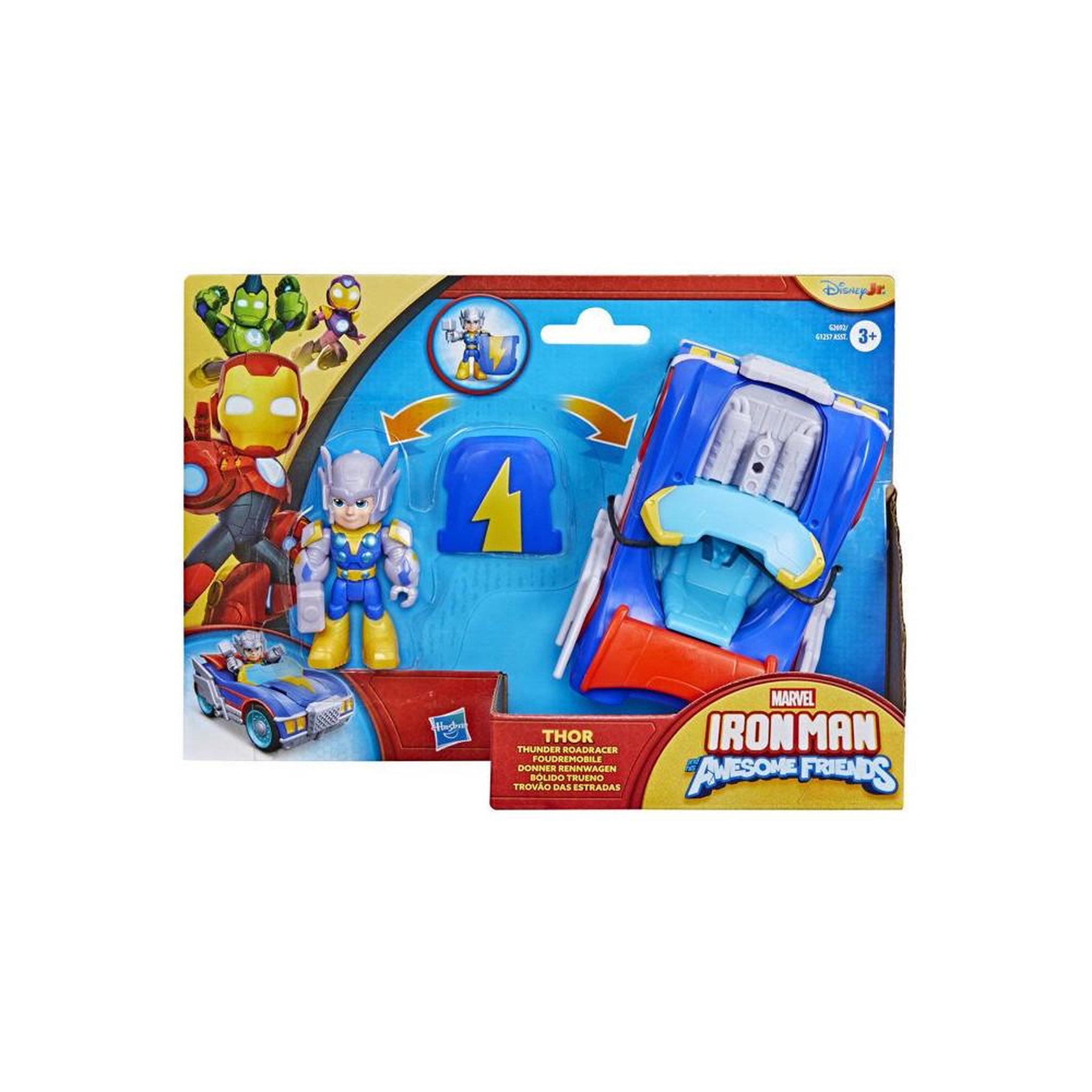 Voir la diapositive 5 : HASBRO Figurine Thor de 7,5 cm et véhicule Foudremobile, Jouets de Super-héros, des 3 ans, Iron Man et Ses Amis Extraordinaires Marve