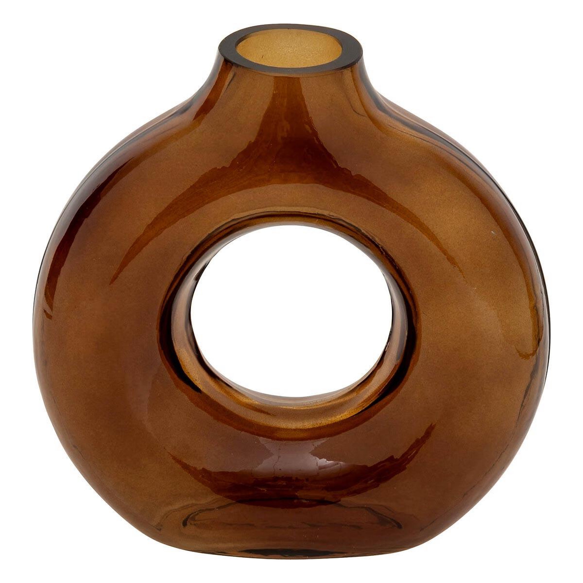 ATMOSPHERA Vase design en verre  circle  20cm ambre
