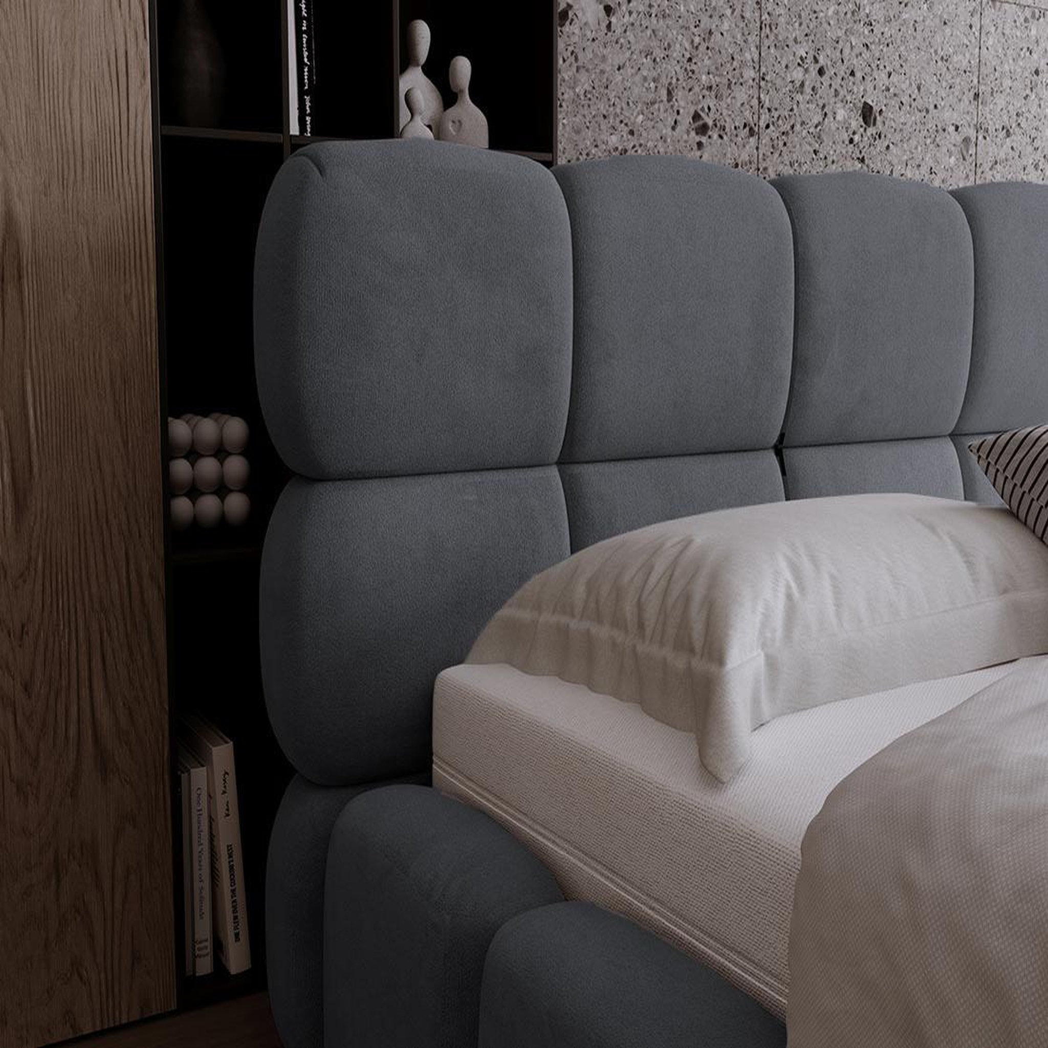 Voir la diapositive 6 : BEST MOBILIER Mariposa - lit coffre - 140x200 cm - sommier inclus - en velours