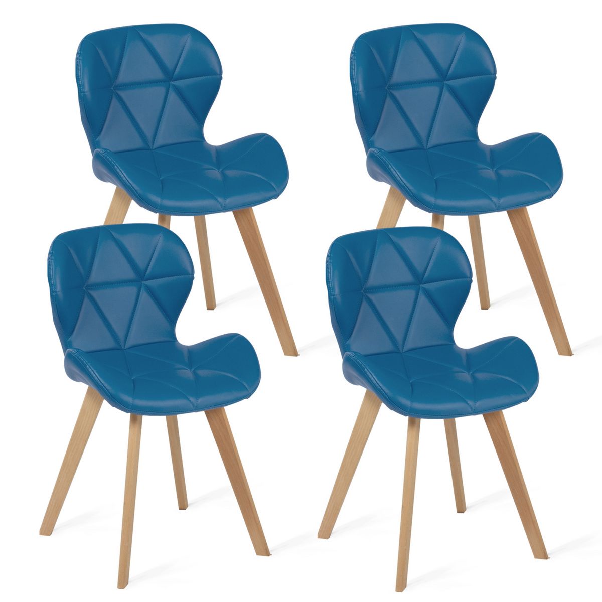Lot de 4 chaises assise PU pieds bois massif NICKY