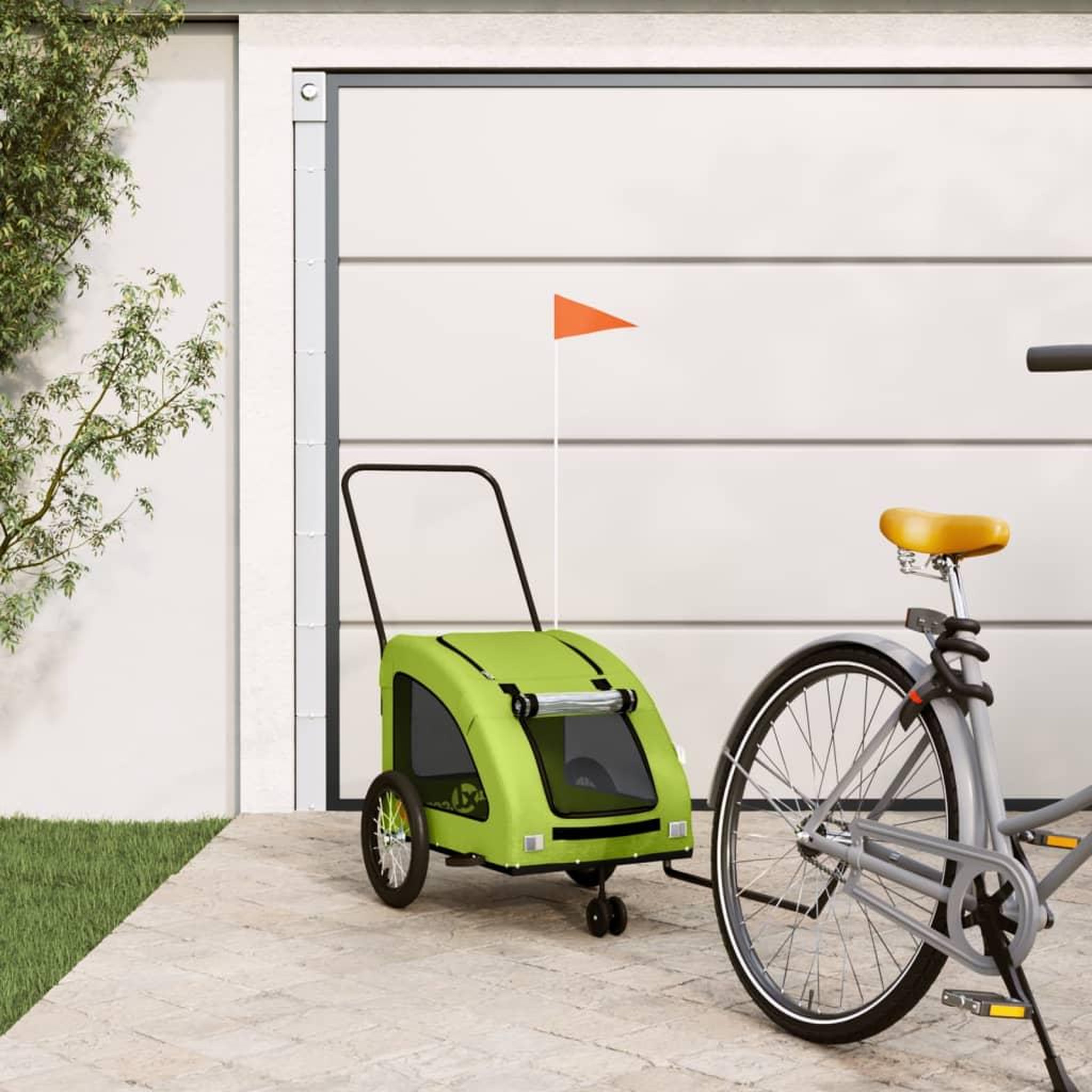 VIDAXL Remorque de velo pour animaux de compagnie vert