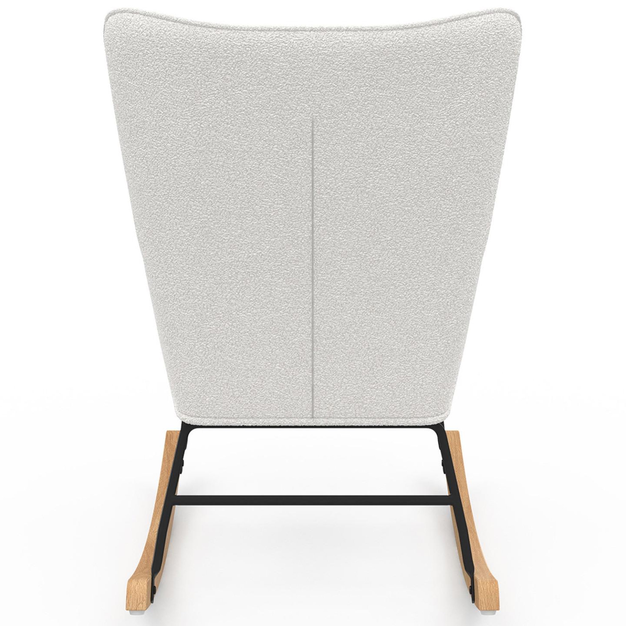 Voir la diapositive 4 : ID MARKET Fauteuil scandinave IVAR en tissu à bascule bouclette blanc